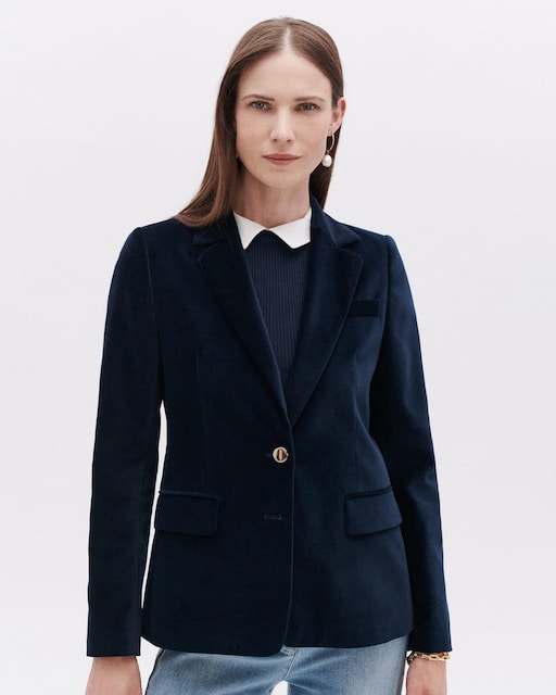 Imagen 0 de Blazer de mujer con botones a contraste en terciopelo de algodón