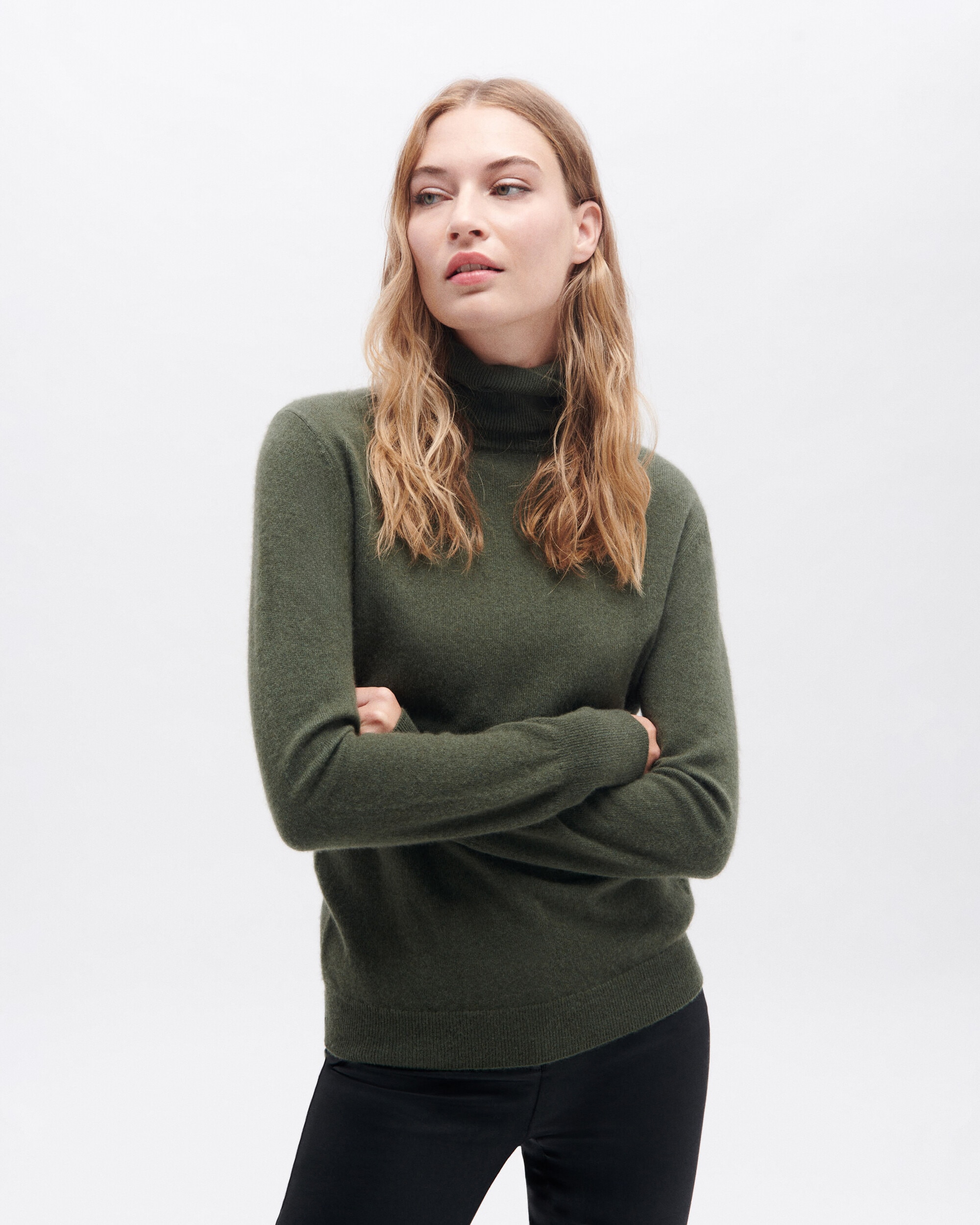Caroll - Jersey de mujer de cuello alto 100 % cachemire.