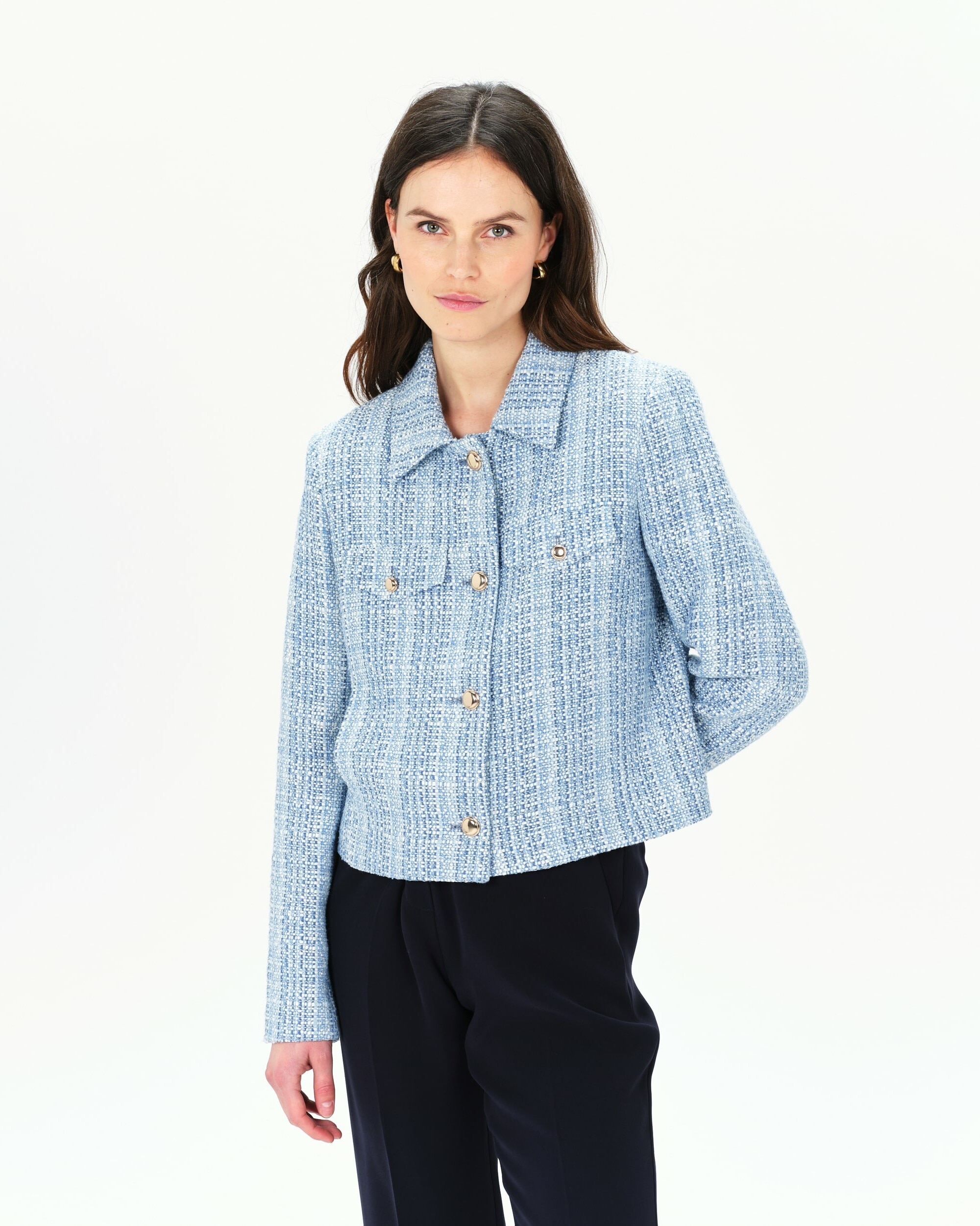 Caroll - Chaqueta de mujer con doble bolsillo y corte recto.