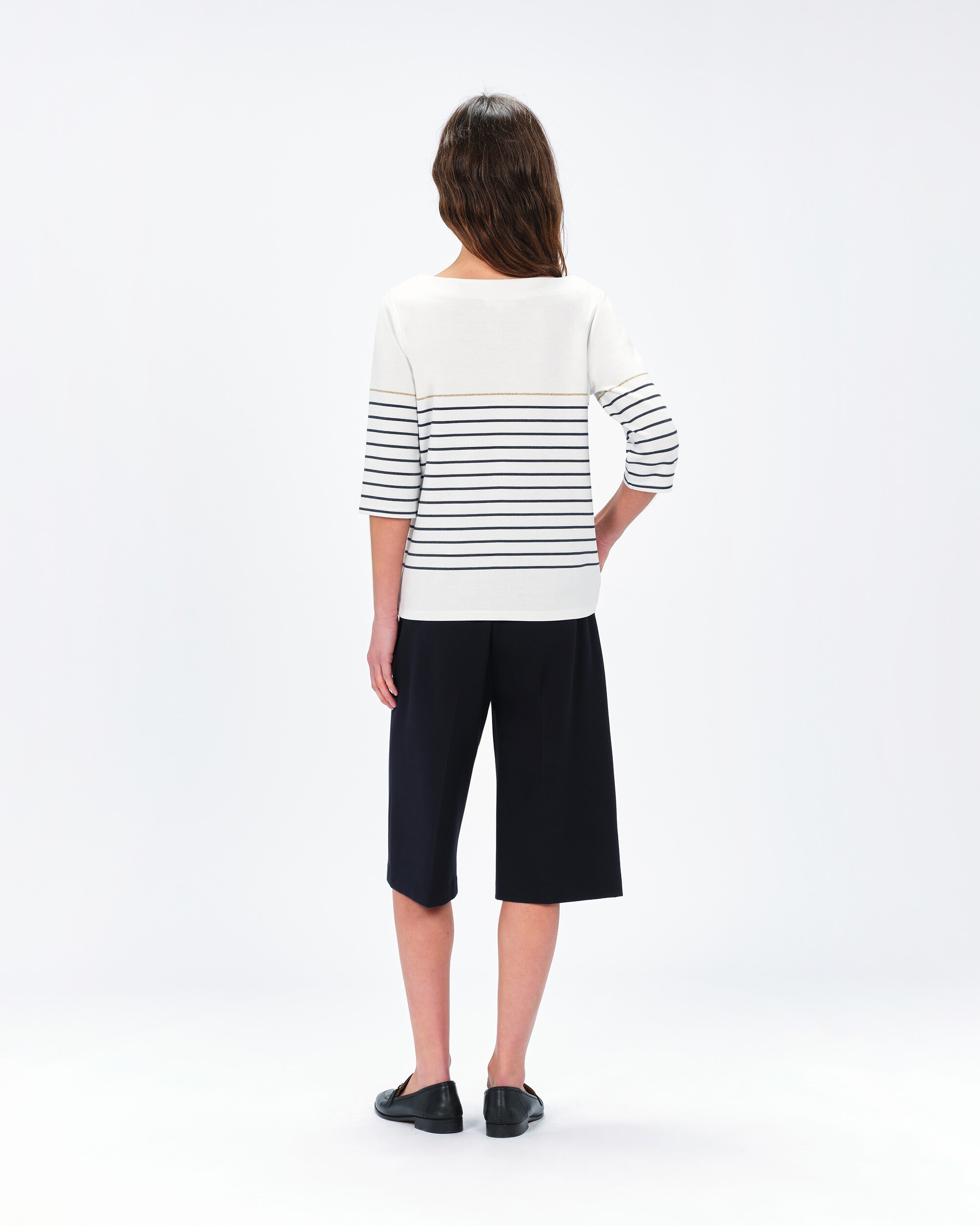 Camiseta de mujer con manga francesa y estampado de rayas - Caroll - Crudo Crudo-2