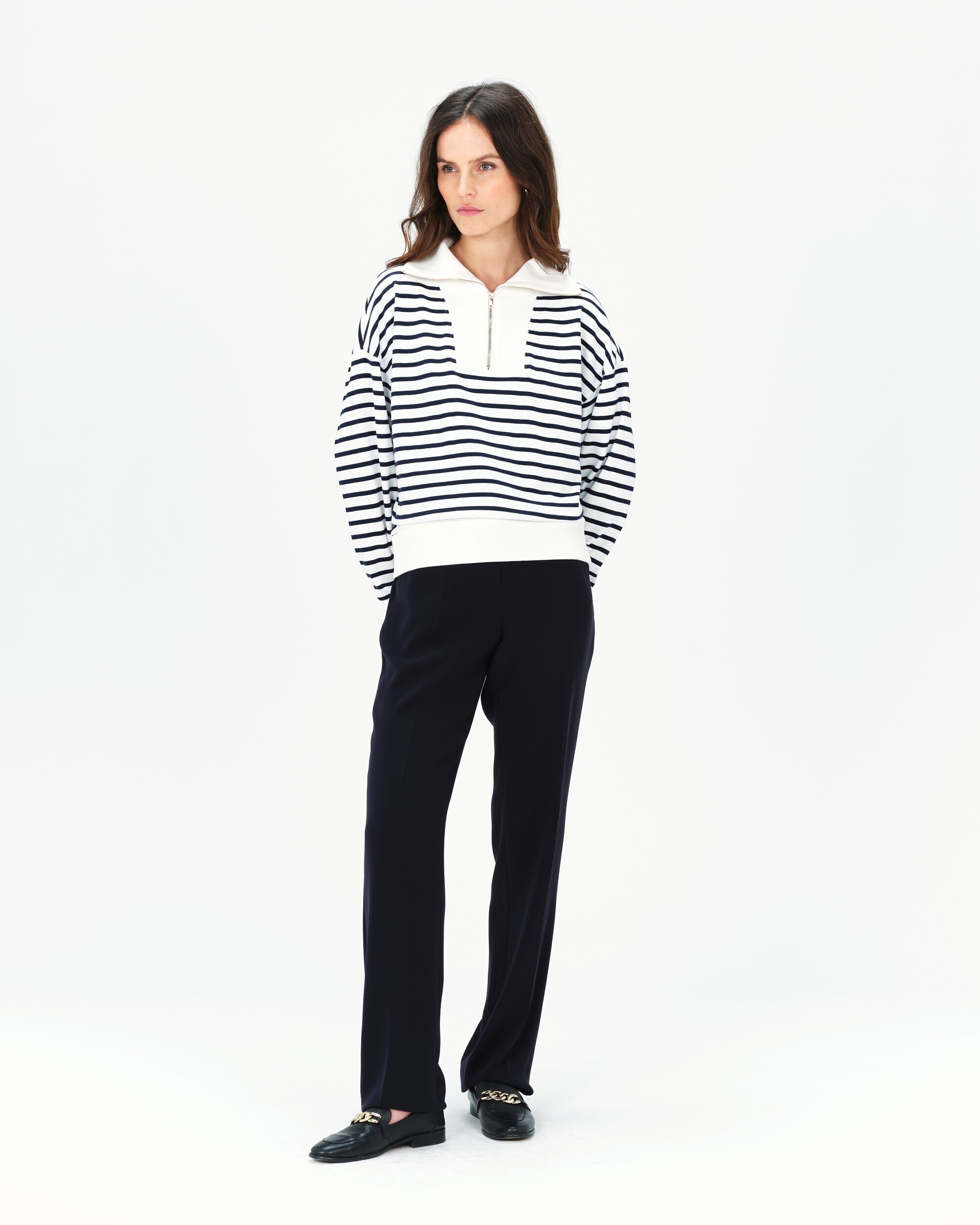 Caroll - Sudadera de mujer con estampado de rayas y cremallera.