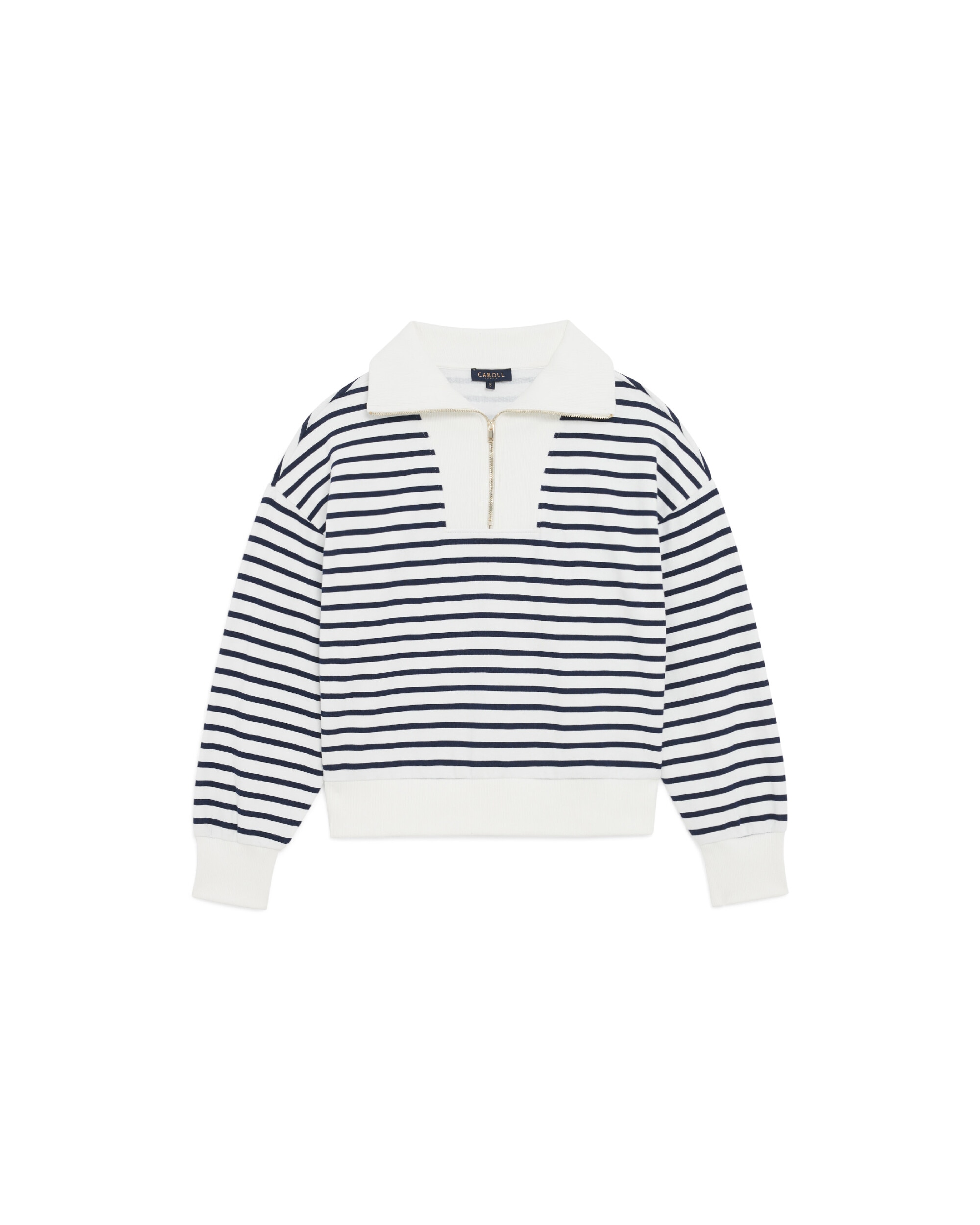 Sudadera de mujer con estampado de rayas y cremallera - Caroll - Azul marino Azul marino-4