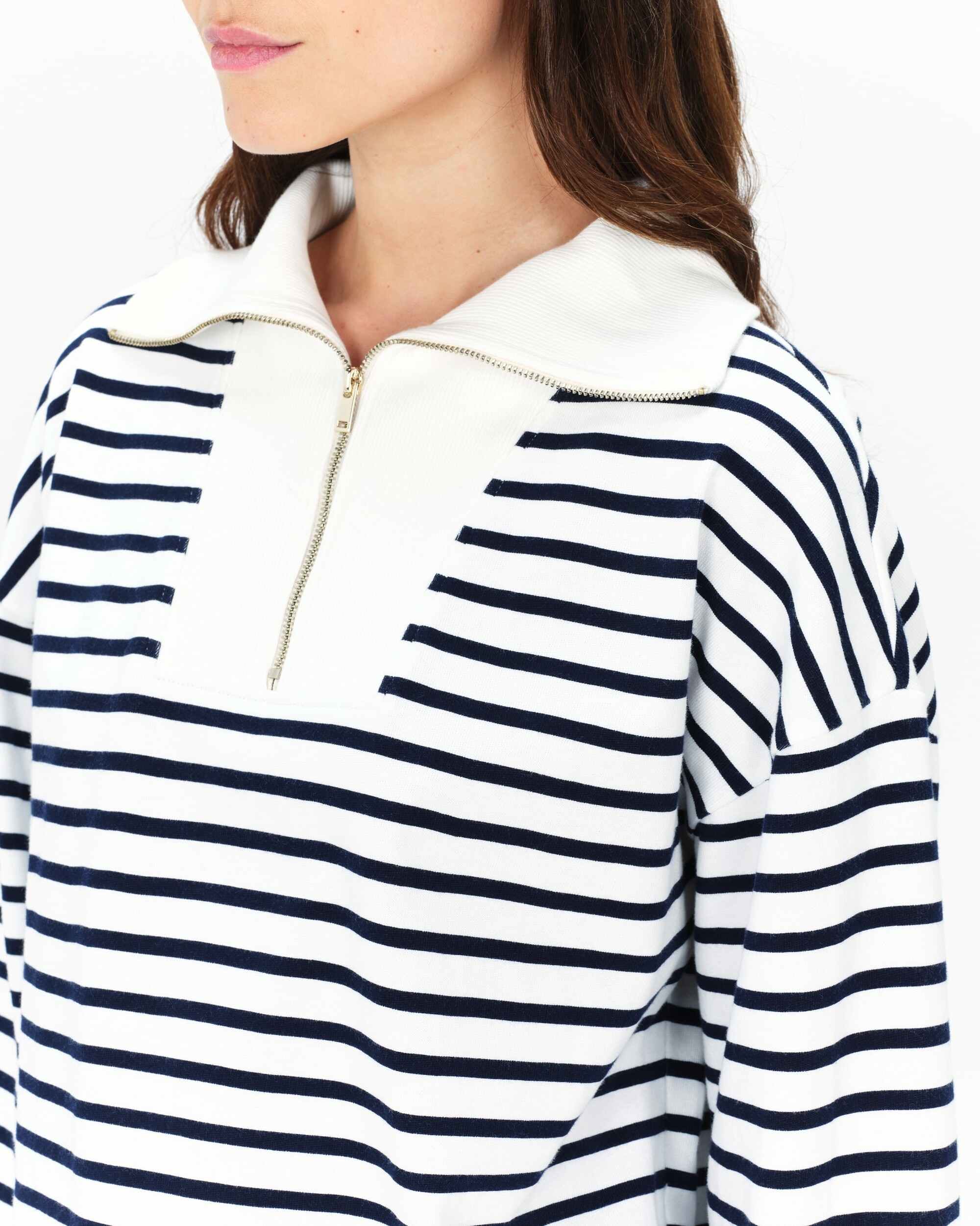 Sudadera de mujer con estampado de rayas y cremallera - Caroll - Azul marino Azul marino-3
