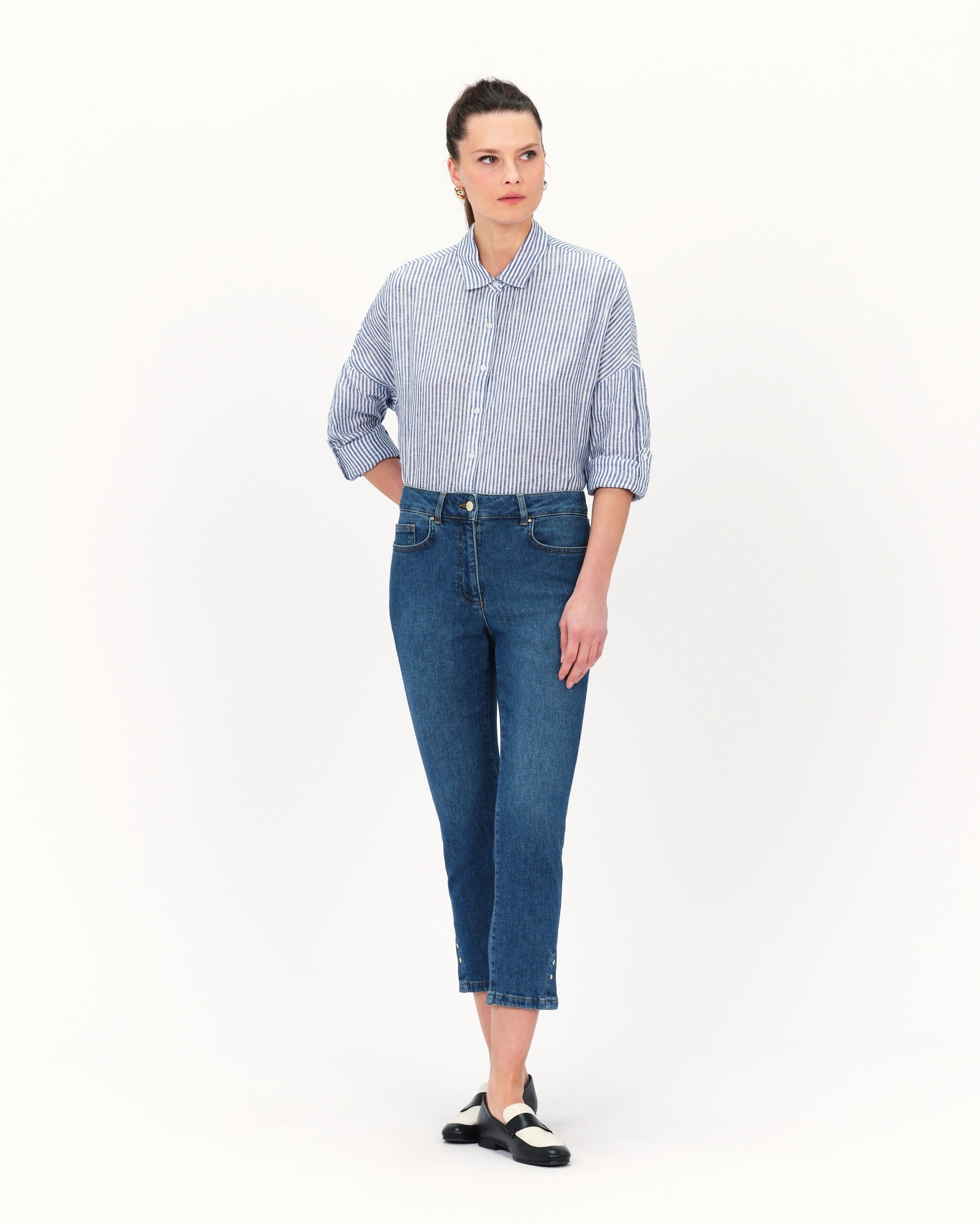 Caroll - Pantalón vaquero de mujer de corte slim estilo 7/8.