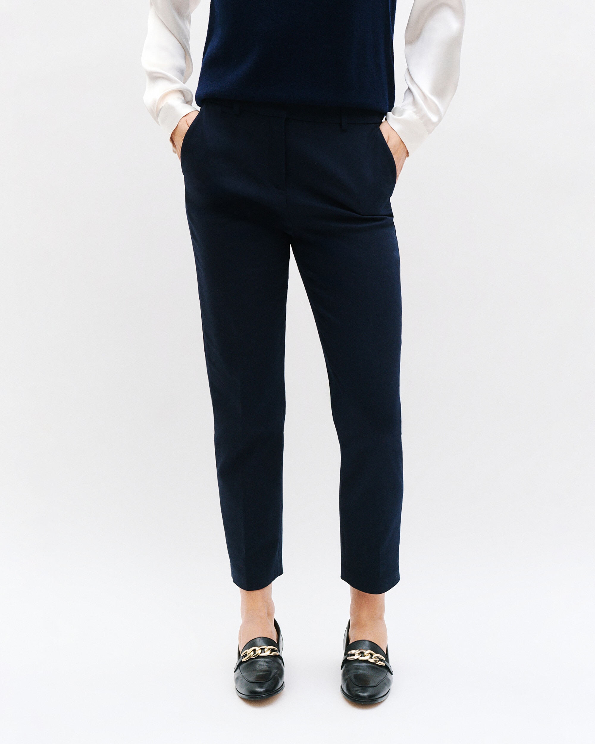 Pantalón de mujer de corte recto con pinza - Caroll - Azul marino Azul marino-3