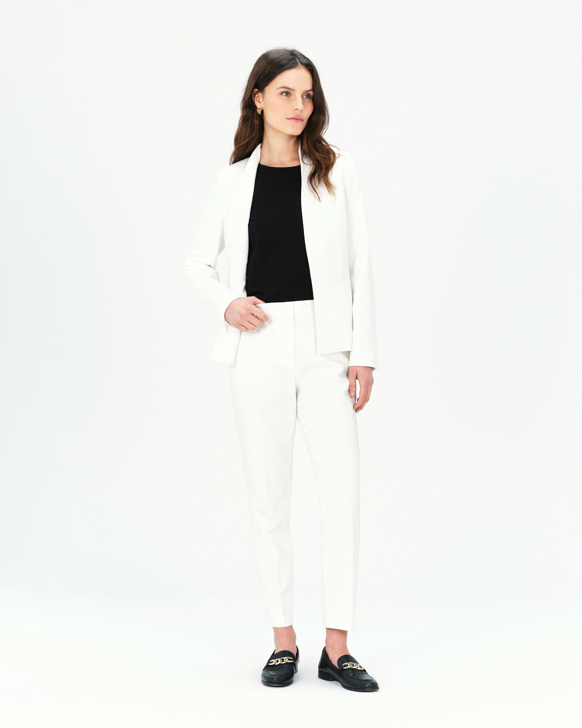 Pantalón de mujer de corte recto con pinza - Caroll - Crudo Crudo-1