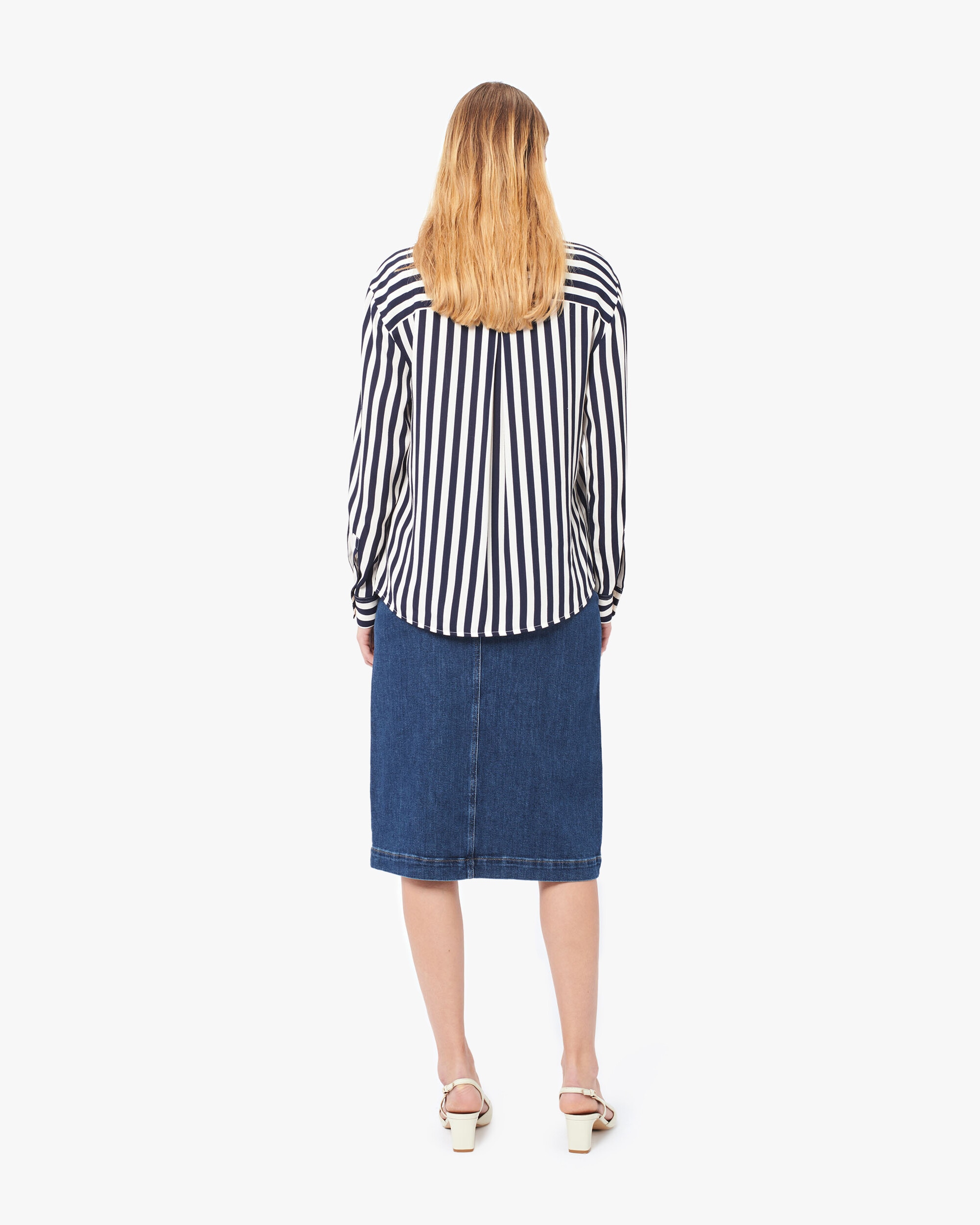 Camisa de mujer con bolsillo delantero y manga larga - Caroll - Azul marino Azul marino-2