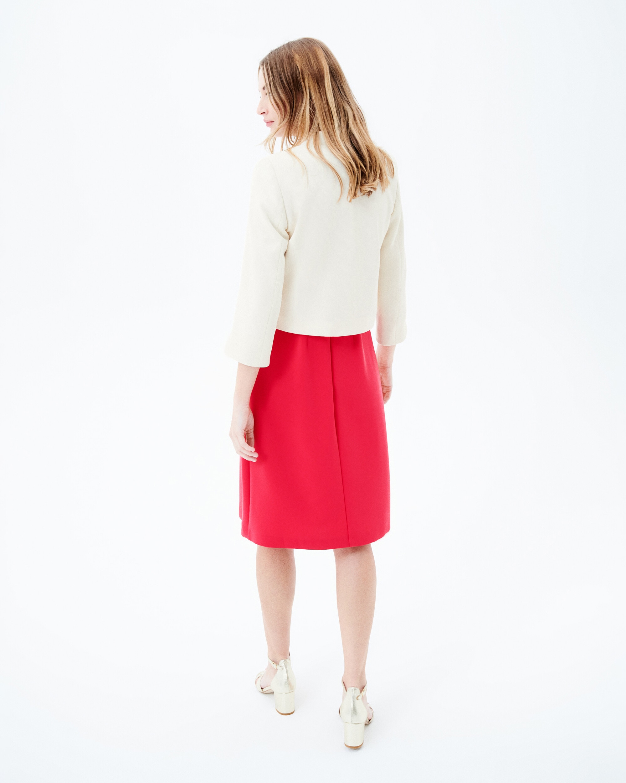 Chaqueta de mujer con manga francesa y sin botones - Caroll - Crudo Crudo-2