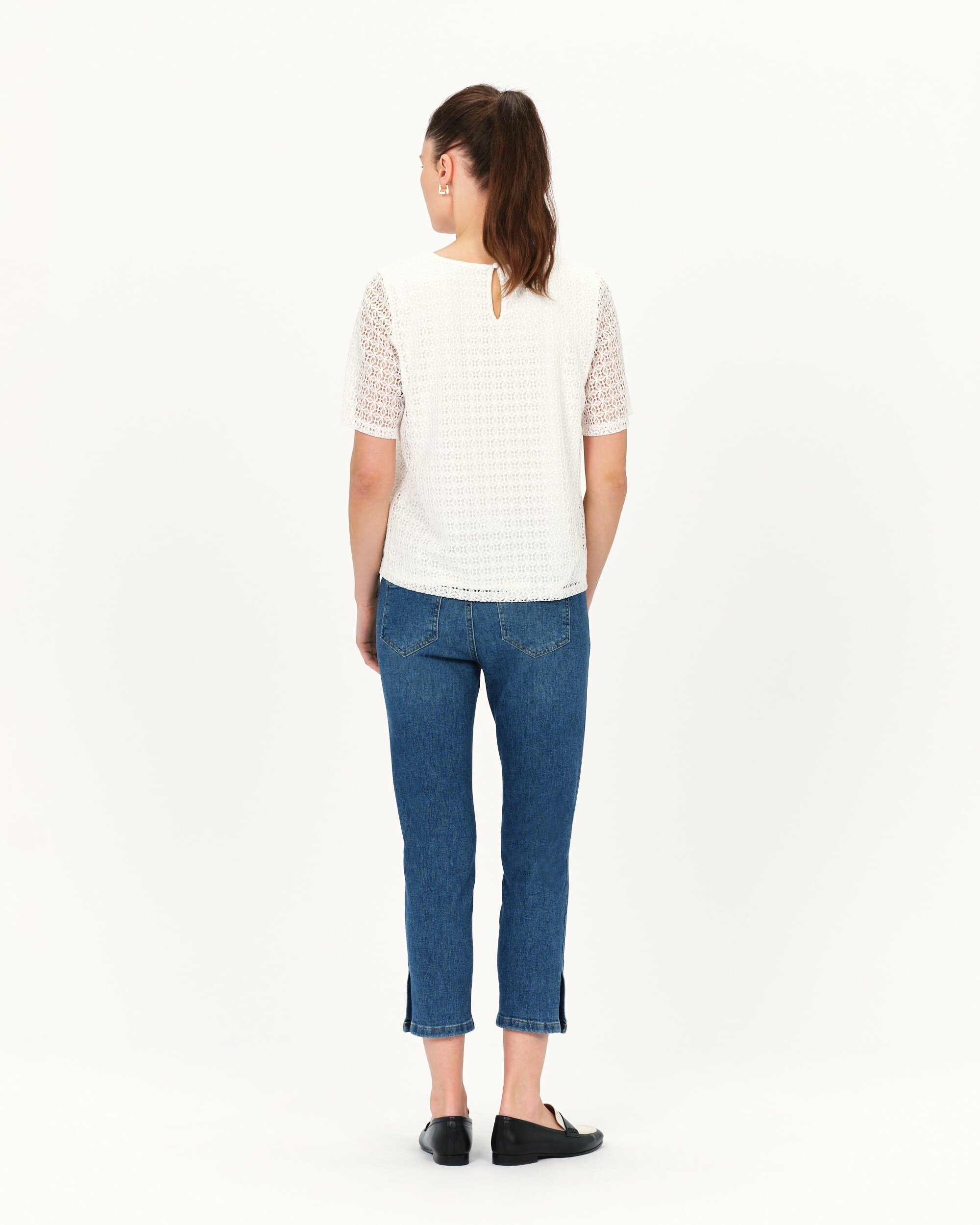 Camiseta de mujer efecto bordado de manga corta - Caroll - Blanco Blanco-2