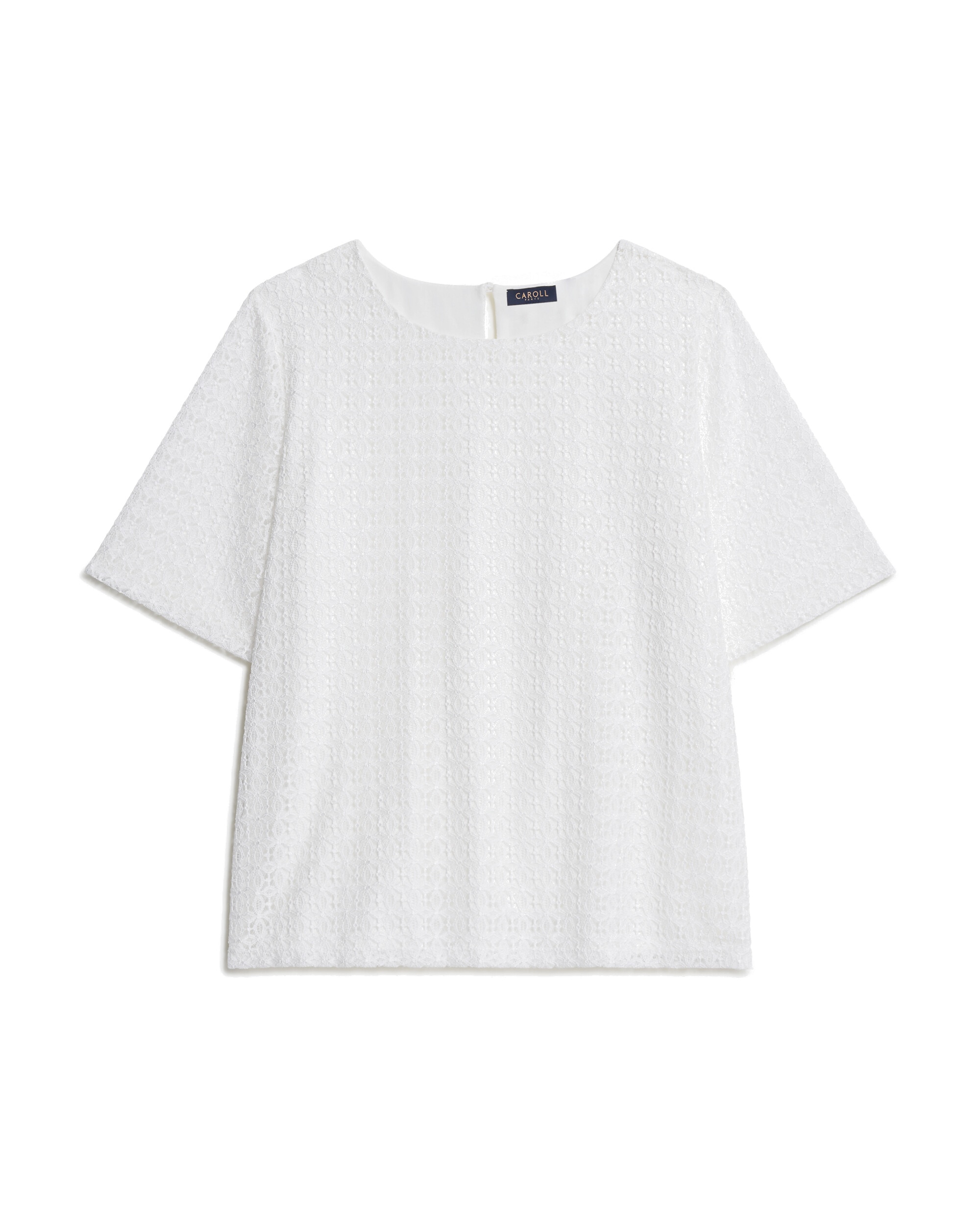 Camiseta de mujer efecto bordado de manga corta - Caroll - Blanco Blanco-3