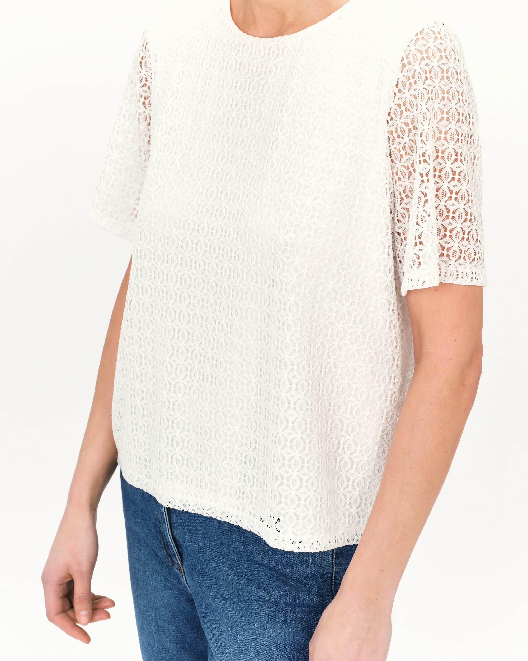 Camiseta de mujer efecto bordado de manga corta - Caroll - Blanco Blanco-4