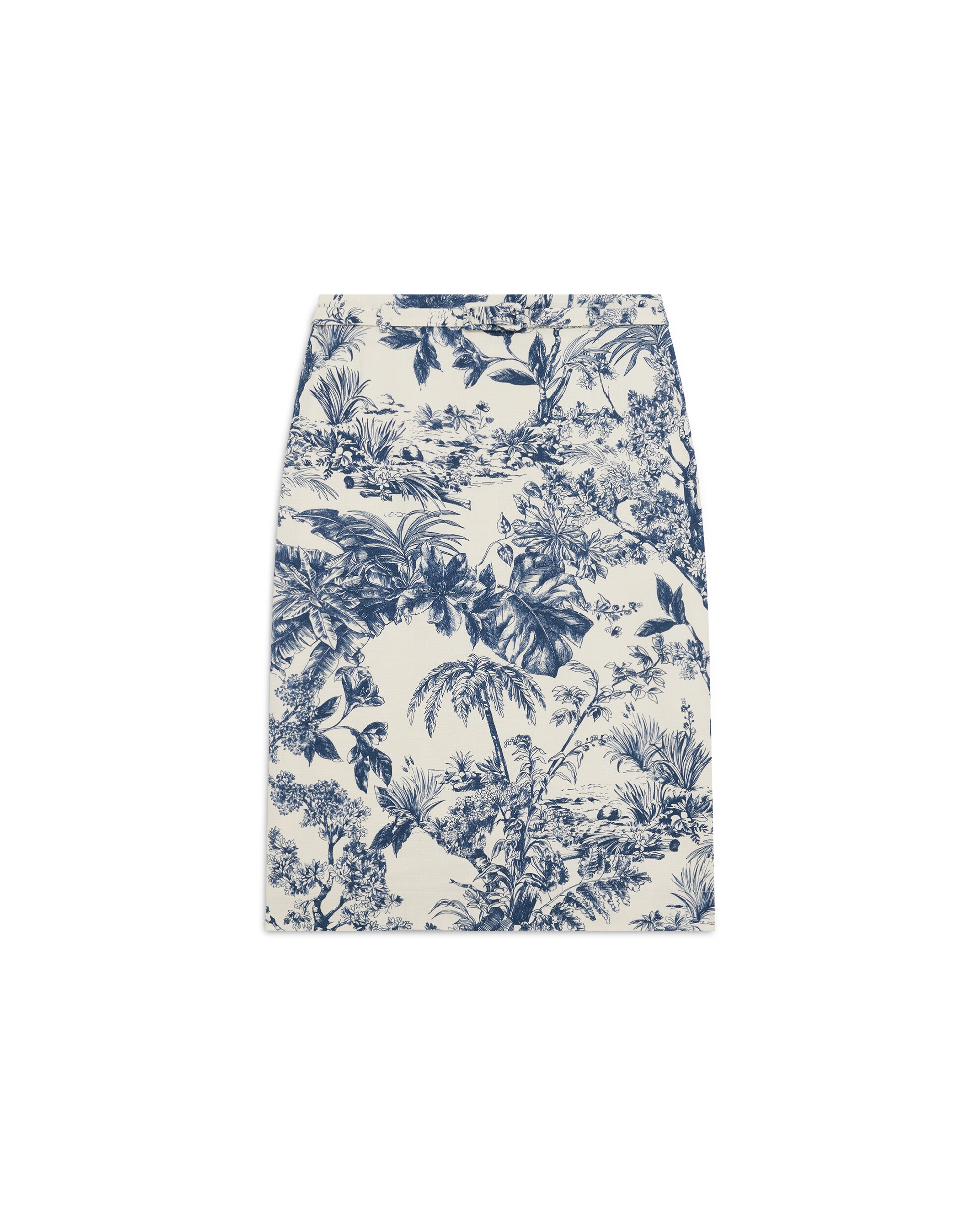 Falda midi estampada con cinturón - Caroll - Azul / Blanco Azul / Blanco-4