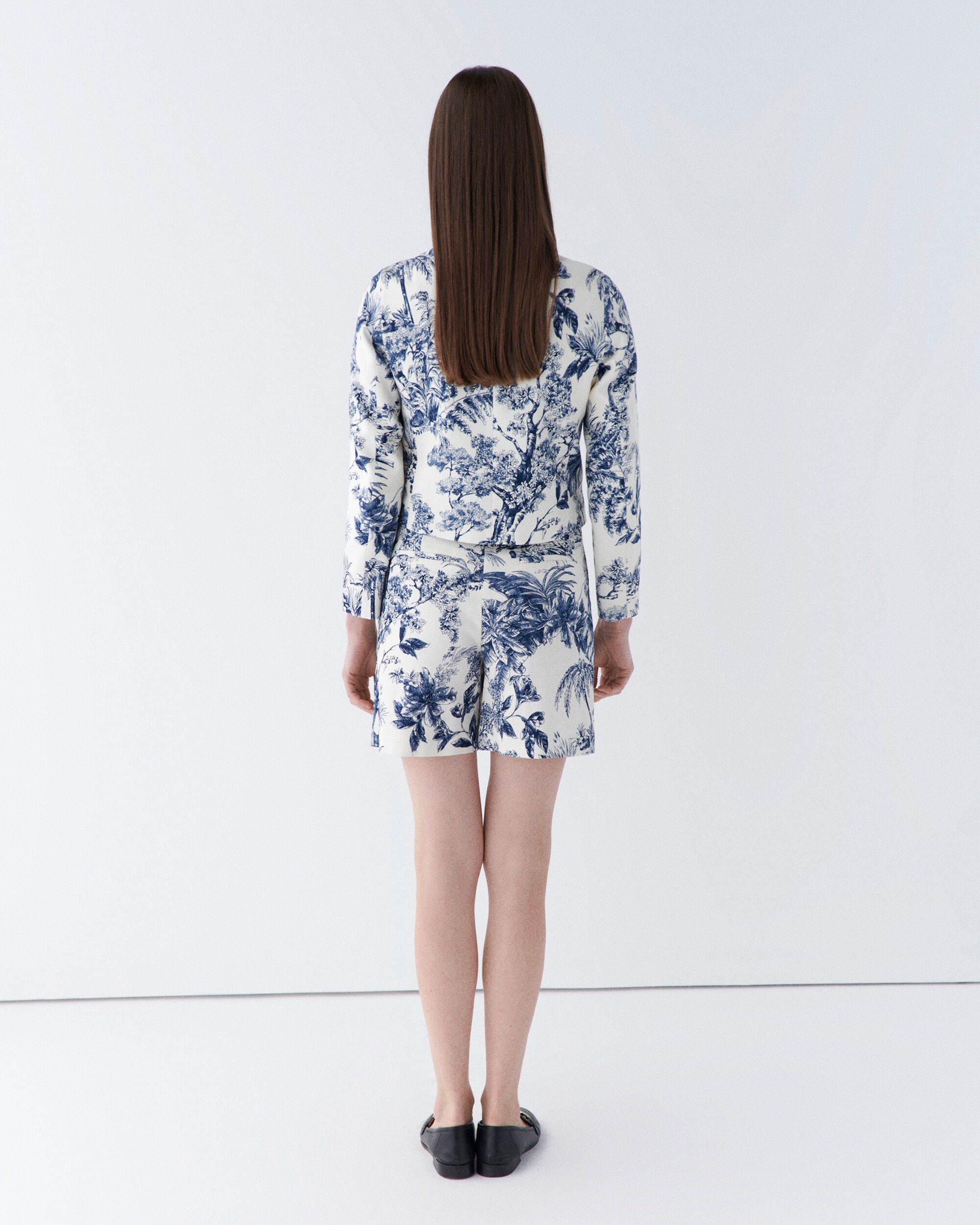 Chaqueta de mujer con estampado floral y cierre a presión - Caroll - Azul marino / Rosa Azul marino / Rosa-2