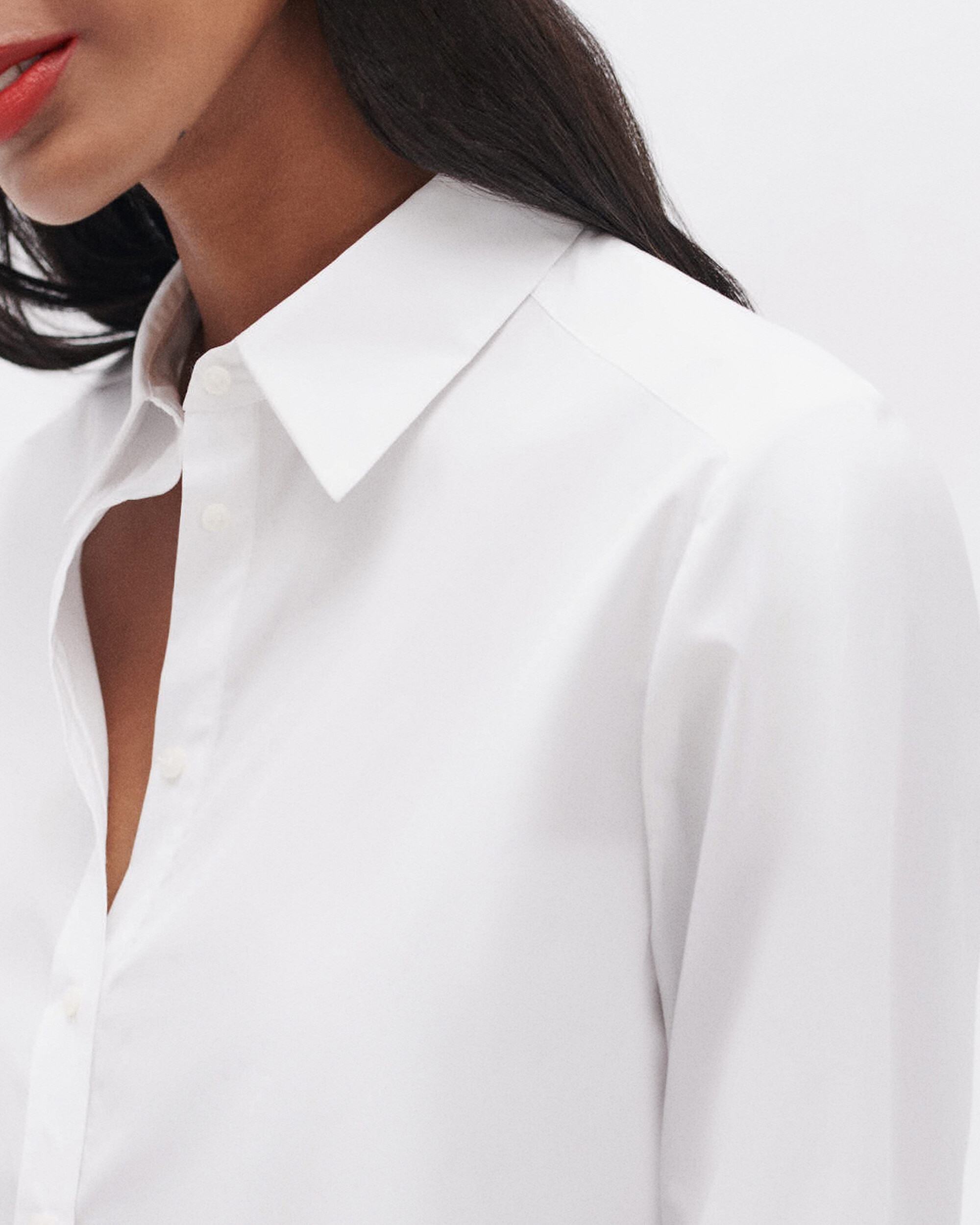 Camisa de mujer con botones a tono y corte recto - Blanco Blanco-4
