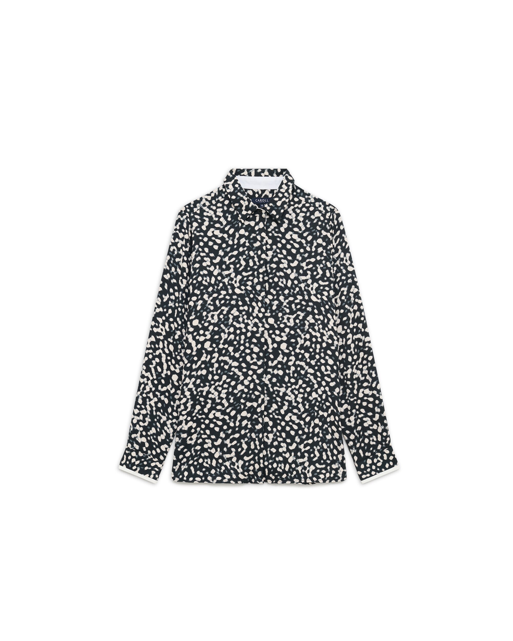 Camisa de mujer estampada de manga larga - Caroll - Negro / Blanco Negro / Blanco-3