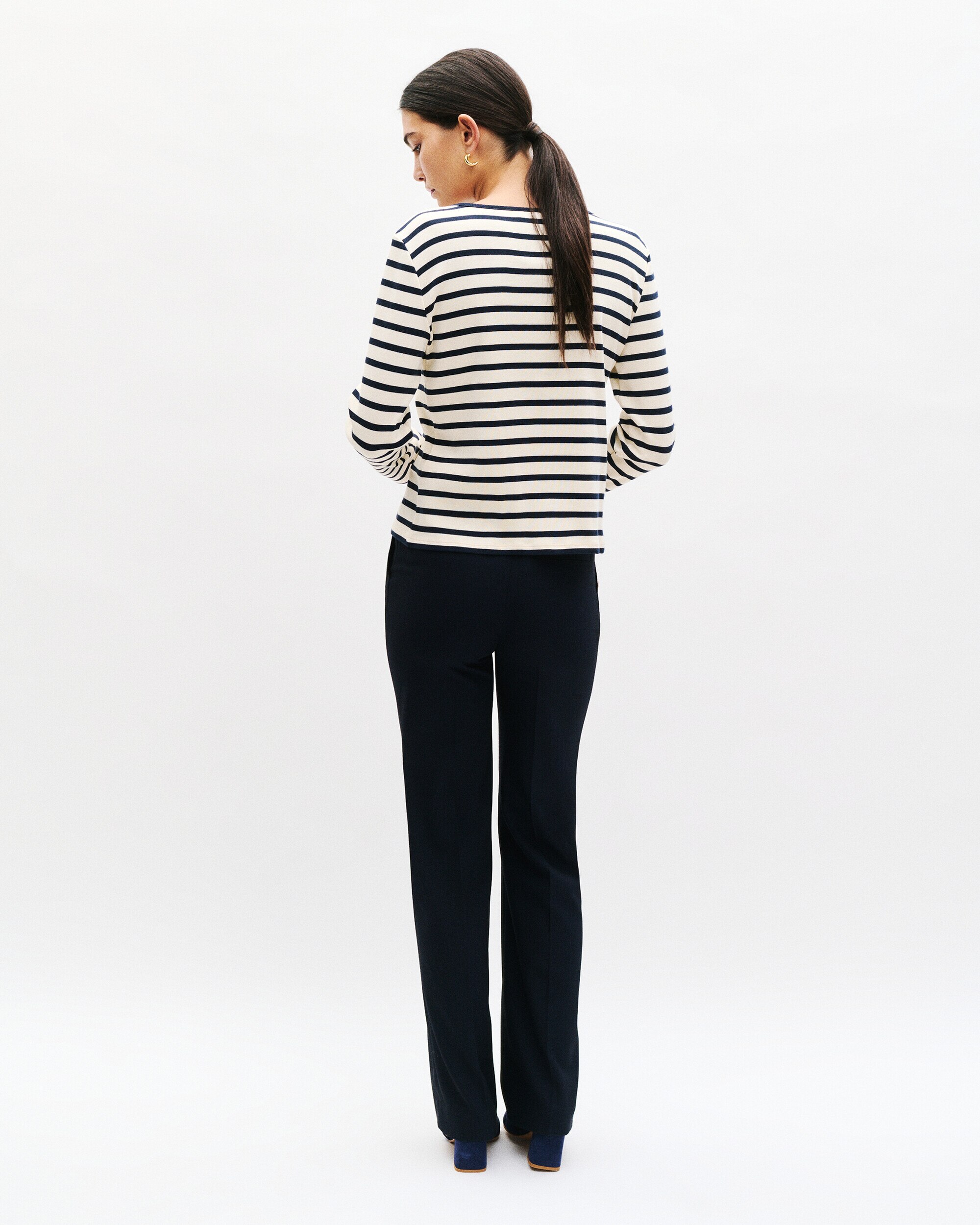 Cárdigan de mujer con escote barco y estampado de rayas - Caroll - Crema Crema-2