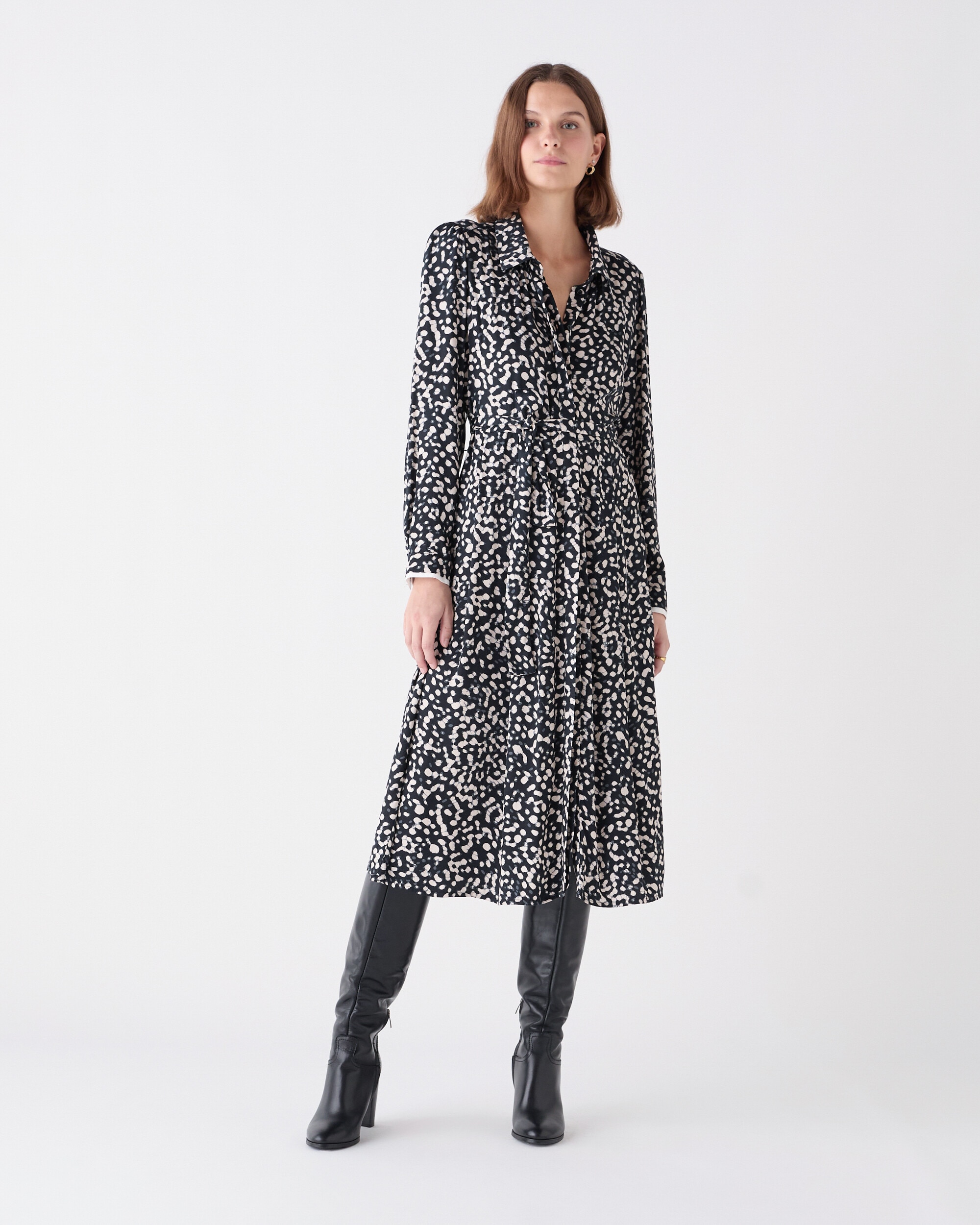 Caroll - Vestido midi estampado de manga larga.