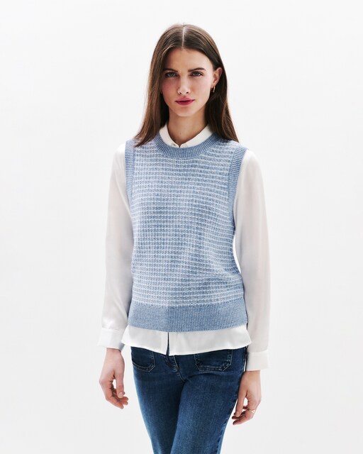 Imagen 0 de Chaleco de mujer en lana con estampado geometrico