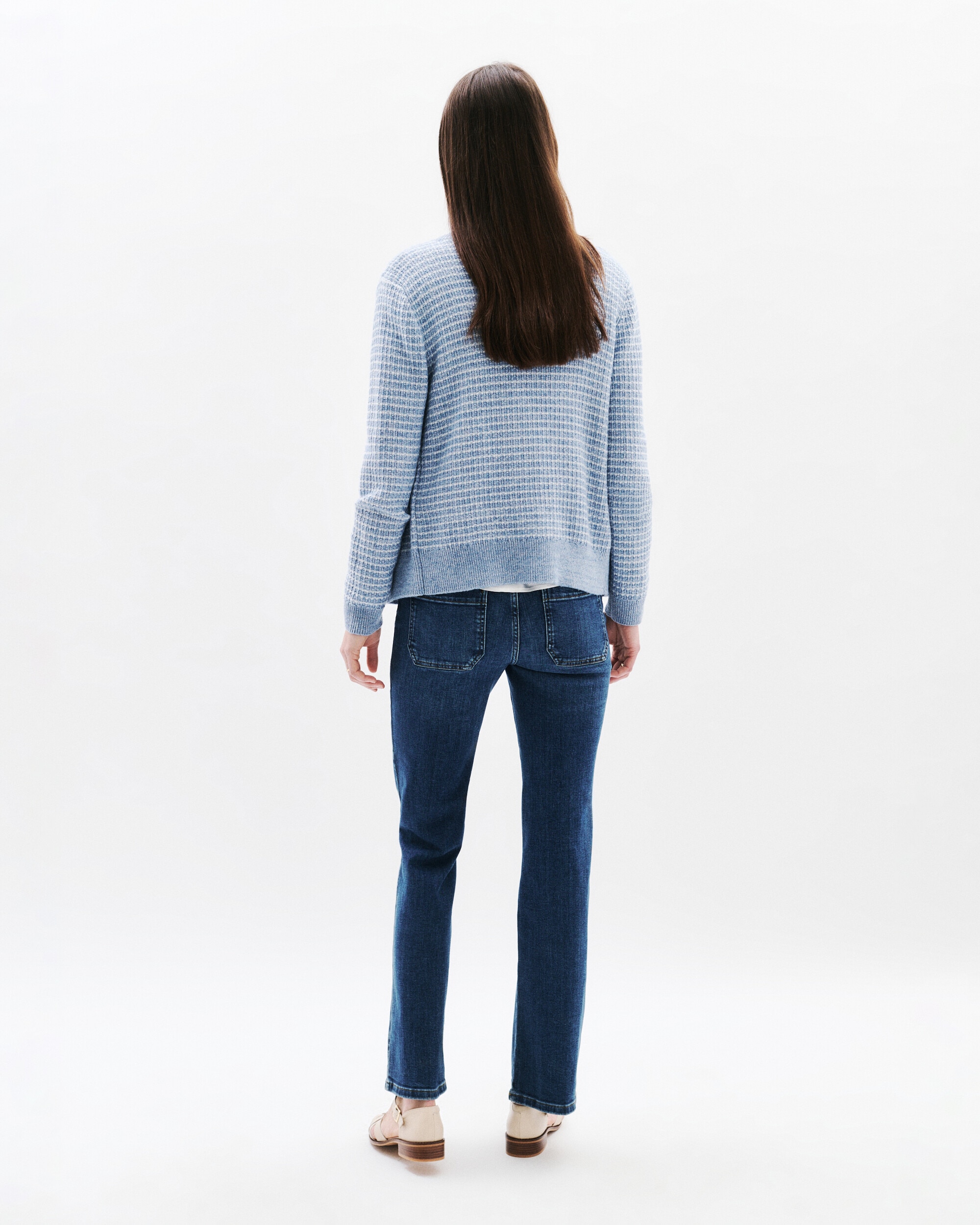 Cárdigan de mujer con bolsillos y estampado de cuadros - Caroll - Azul celeste Azul celeste-2