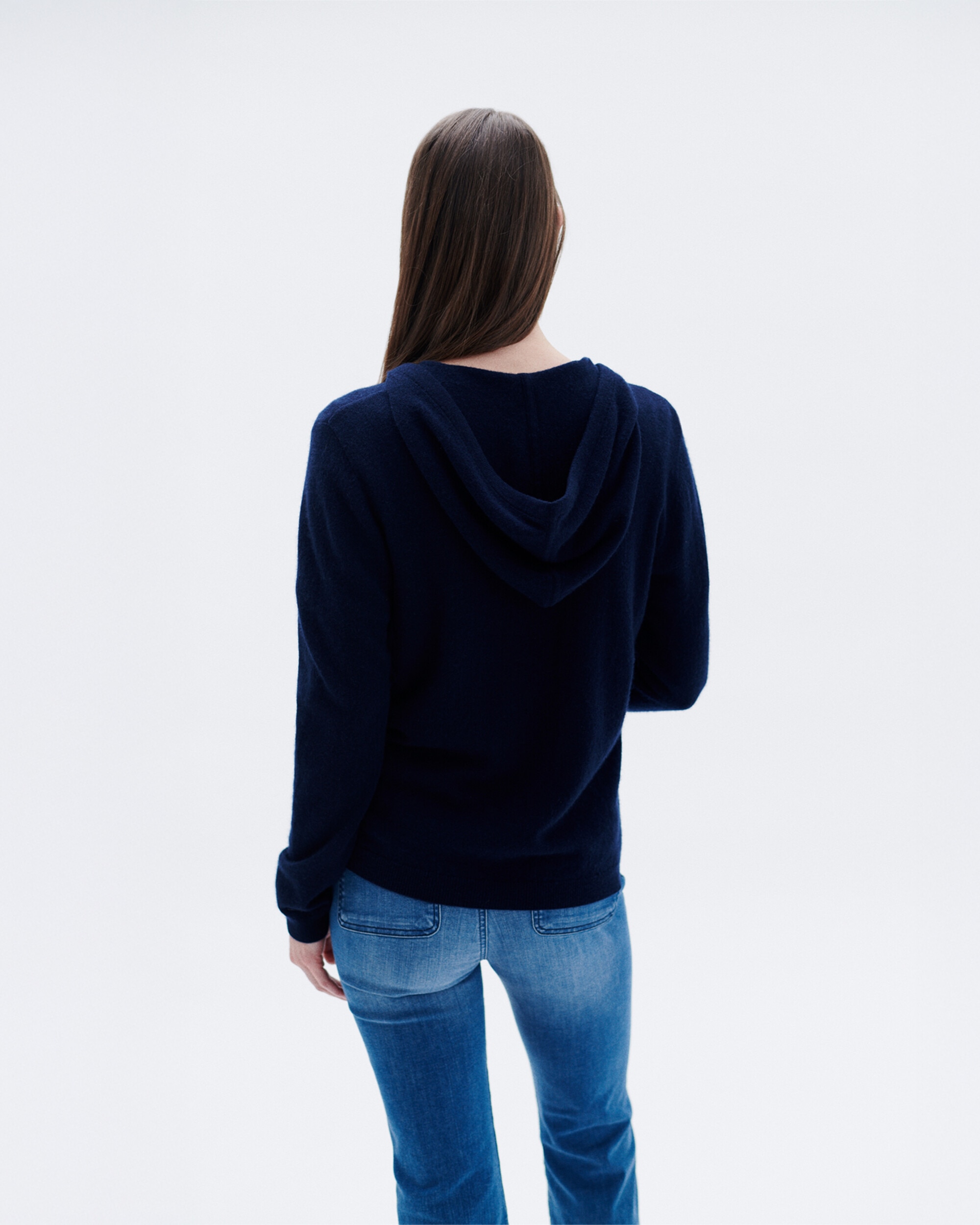 Chaqueta de mujer con cremallera en capucha en lana - Caroll - Azul marino Azul marino-2