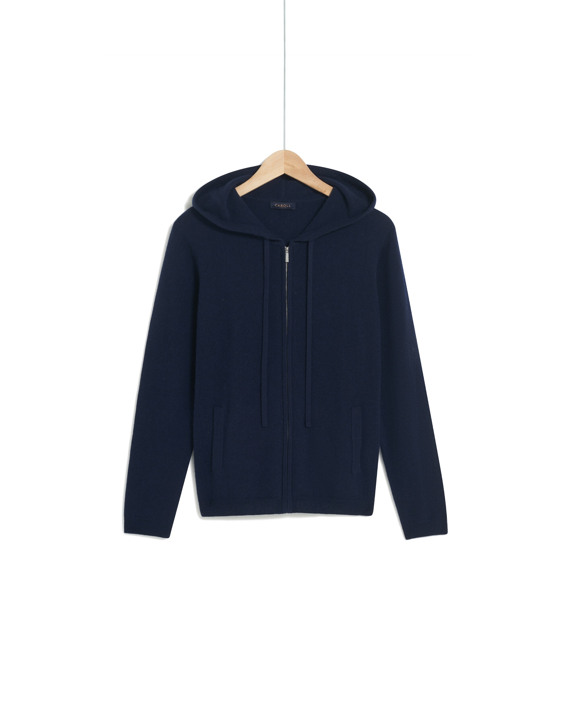 Chaqueta de mujer con cremallera en capucha en lana - Caroll - Azul marino Azul marino-3
