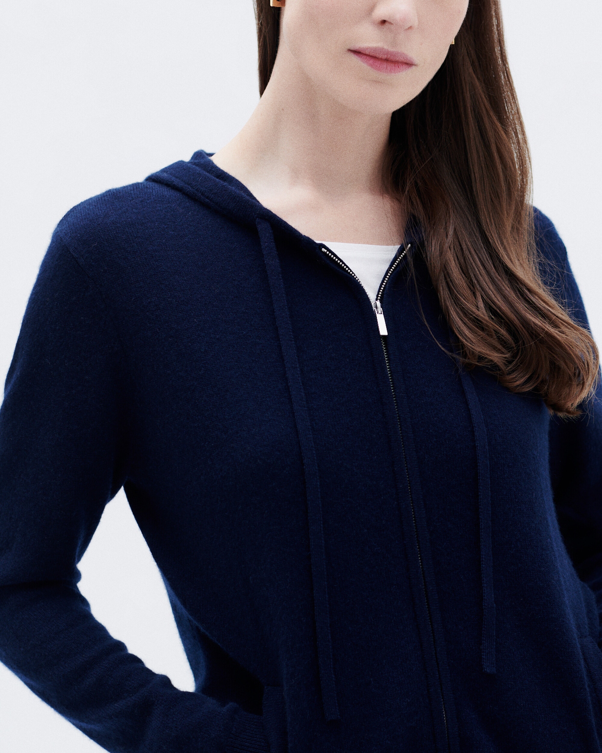 Chaqueta de mujer con cremallera en capucha en lana - Caroll - Azul marino Azul marino-4