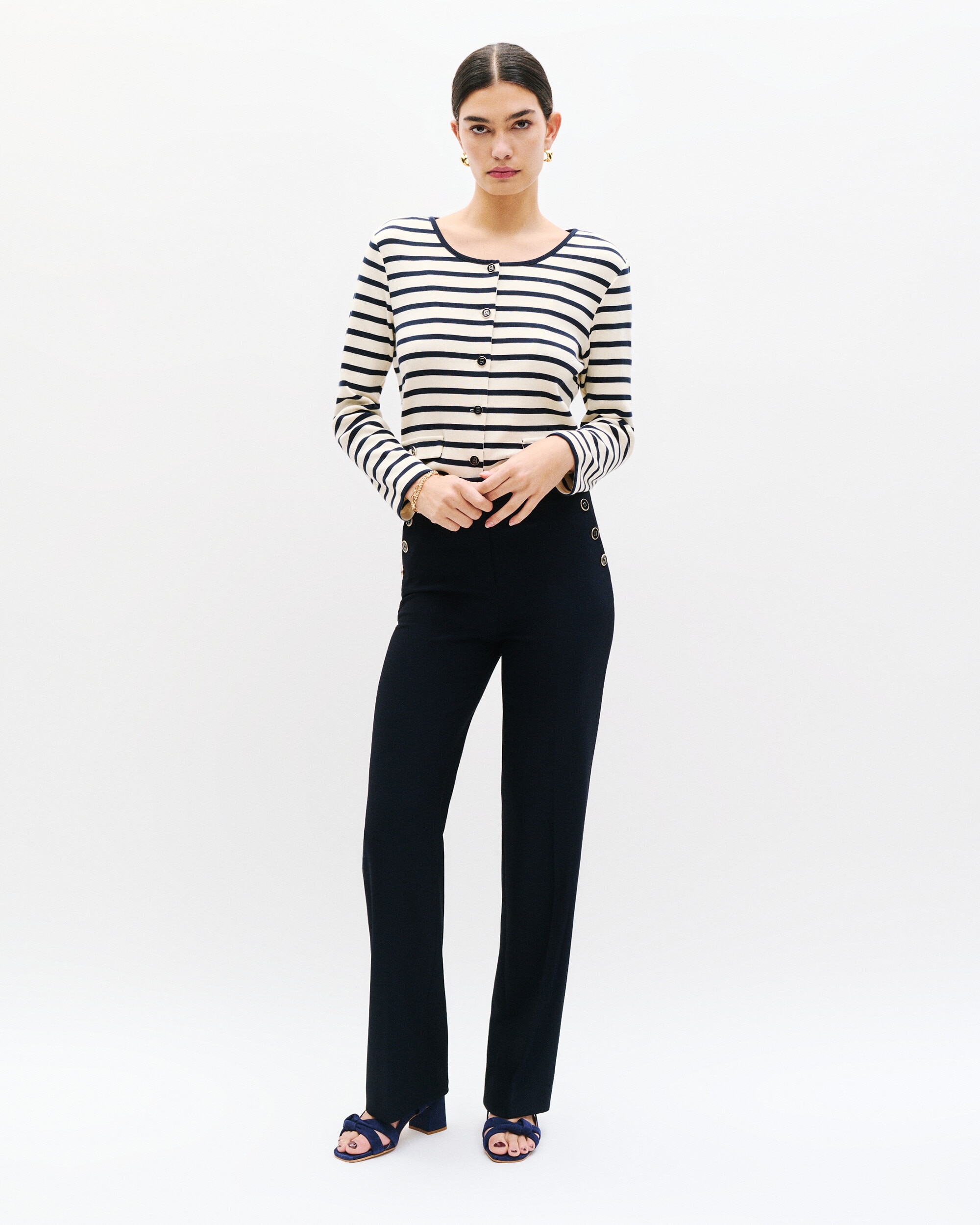 Caroll - Pantalón de mujer de corte recto y tiro alto.