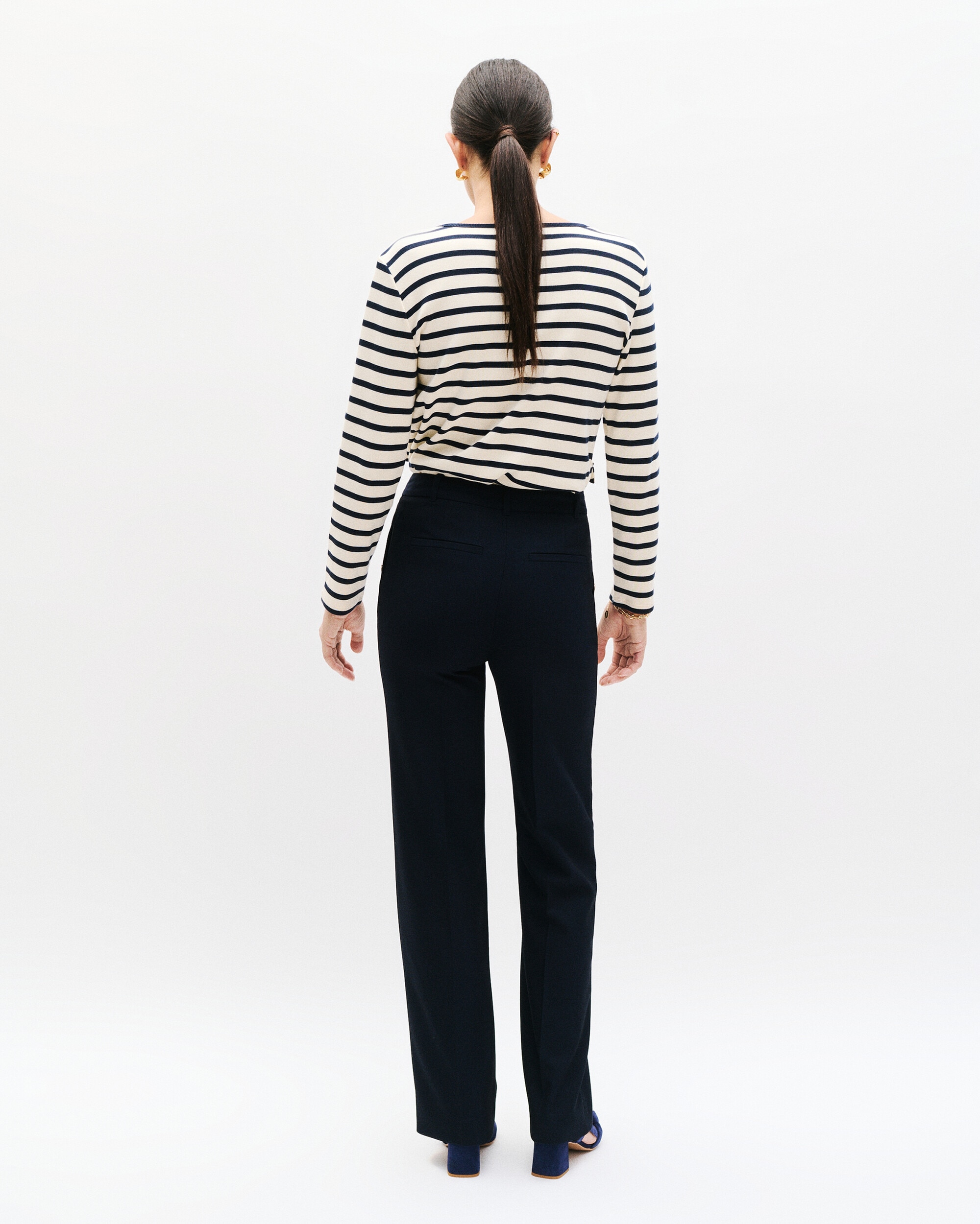 Pantalón de mujer de corte recto y tiro alto - Caroll - Azul marino Azul marino-2