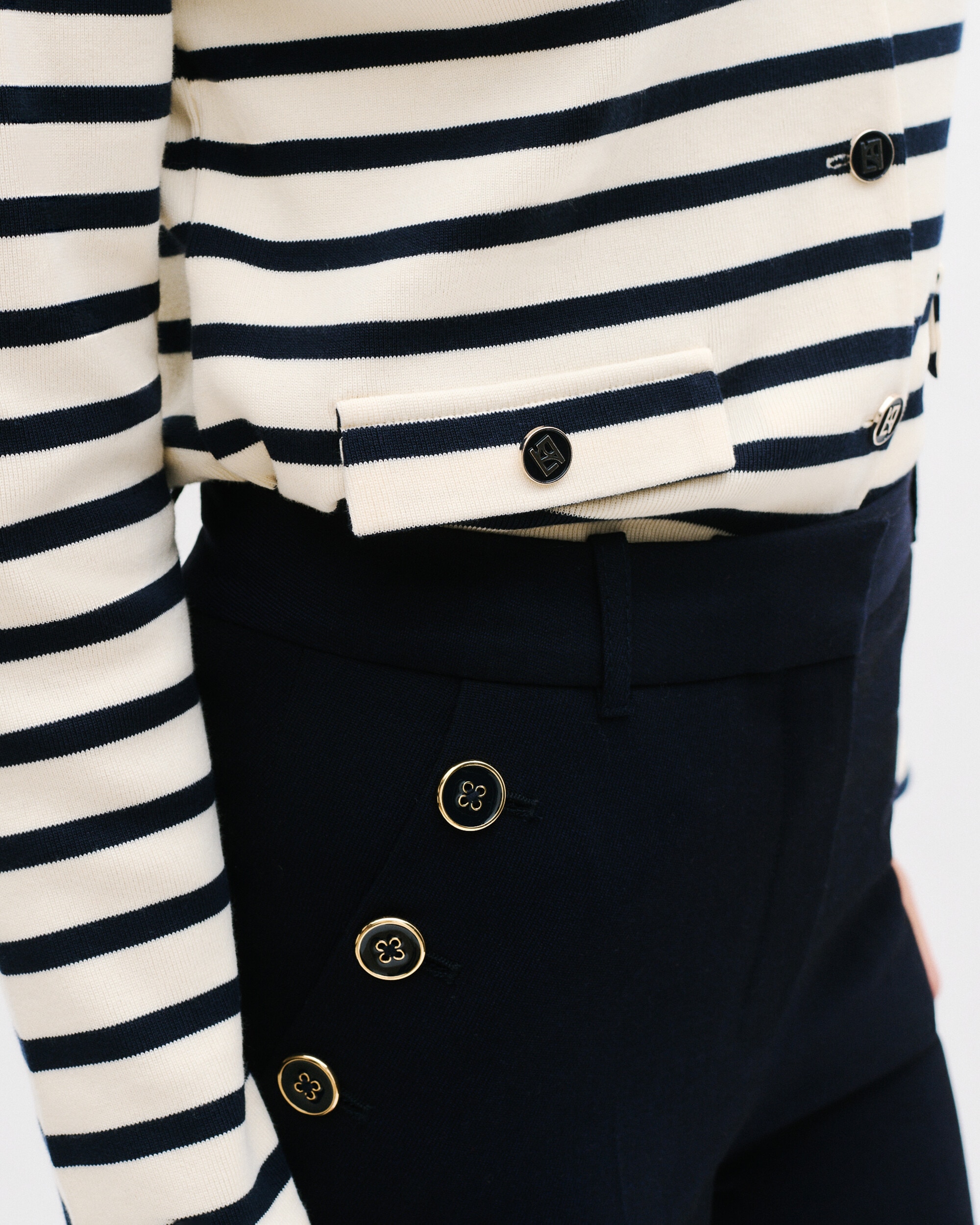 Pantalón de mujer de corte recto y tiro alto - Caroll - Azul marino Azul marino-4
