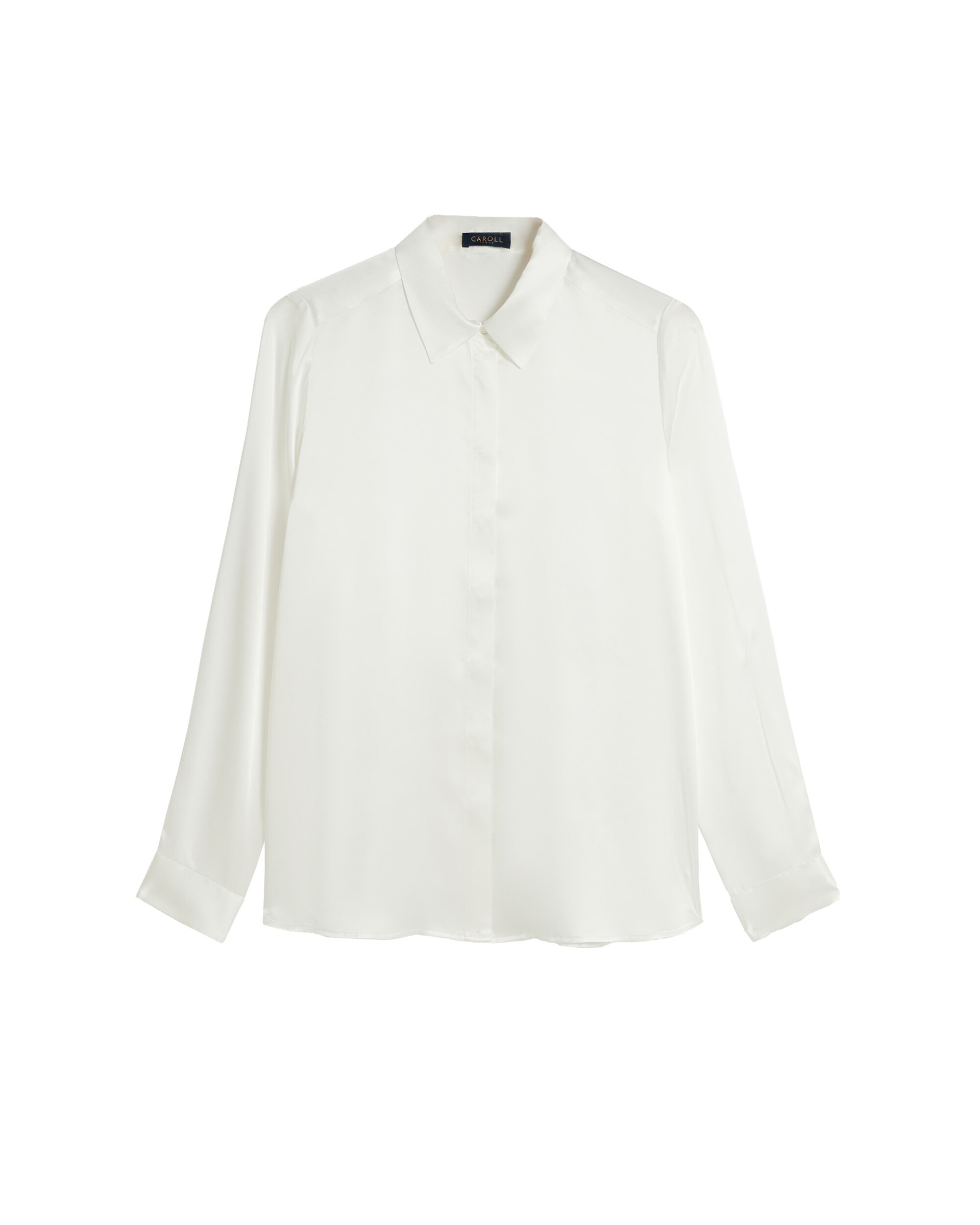 Camisa de mujer 100% seda con botones solapados - Caroll - Blanco Blanco-3