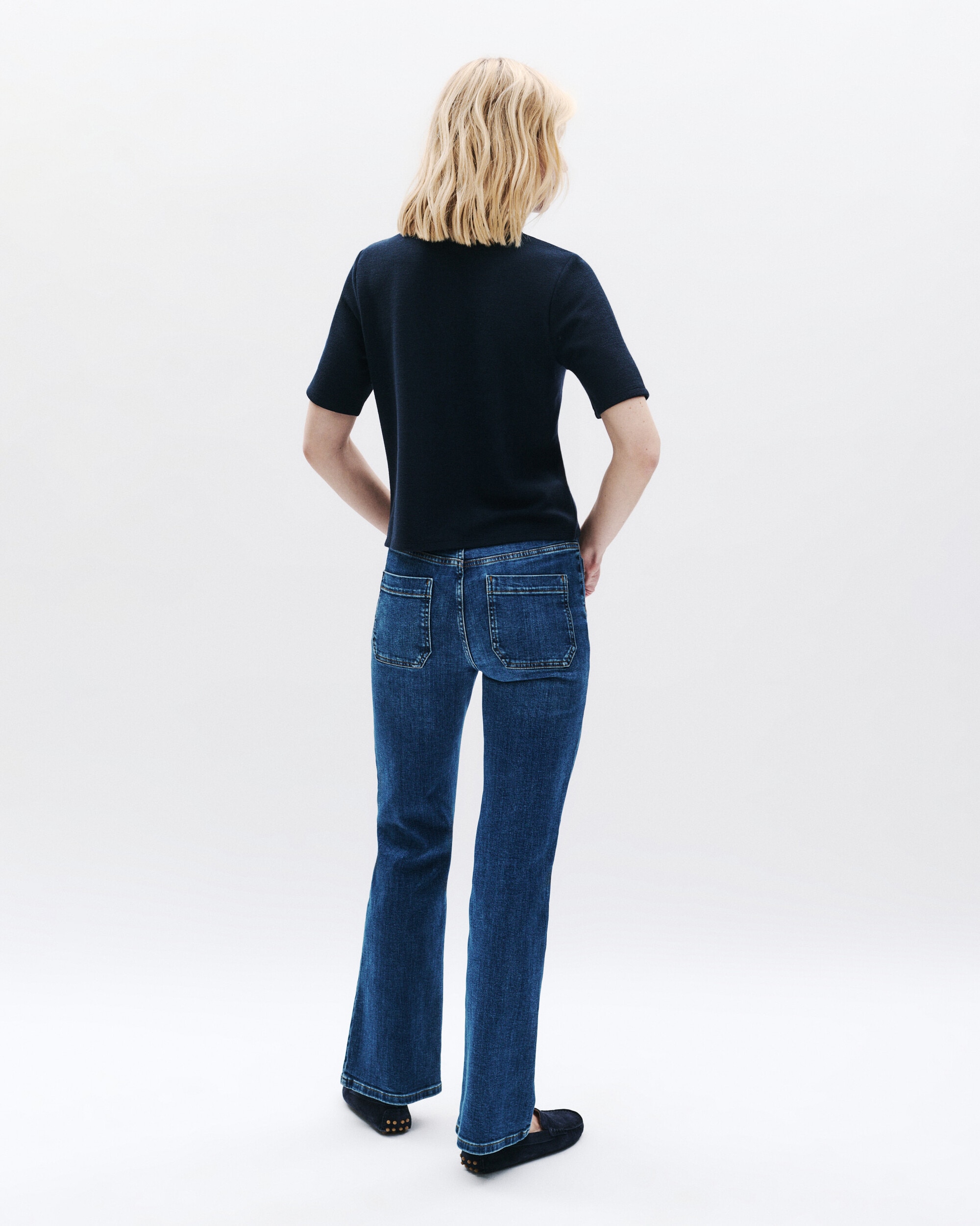 Camisa de mujer con bolsillos y manga corta - Caroll - Azul marino Azul marino-2