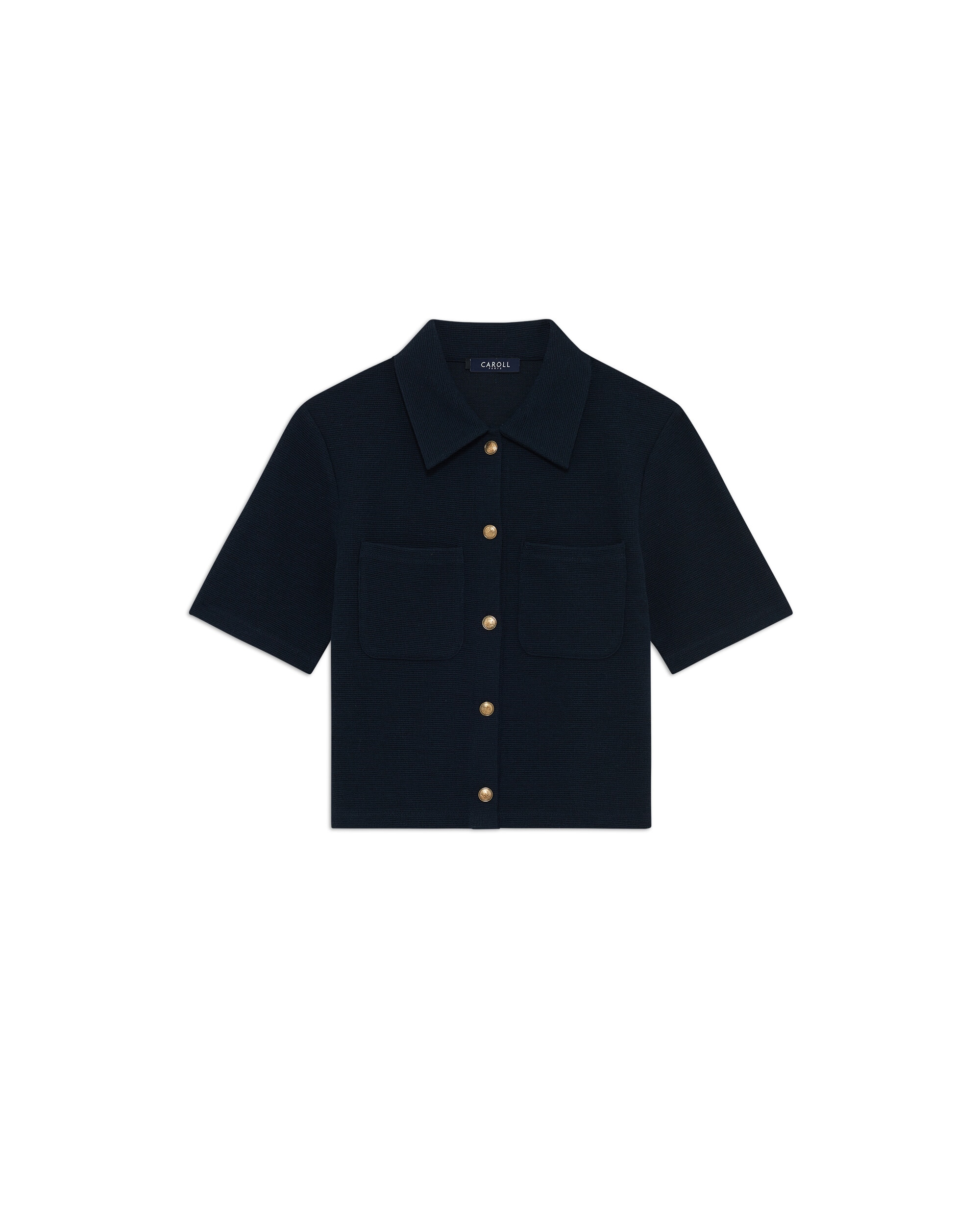 Camisa de mujer con bolsillos y manga corta - Caroll - Azul marino Azul marino-3