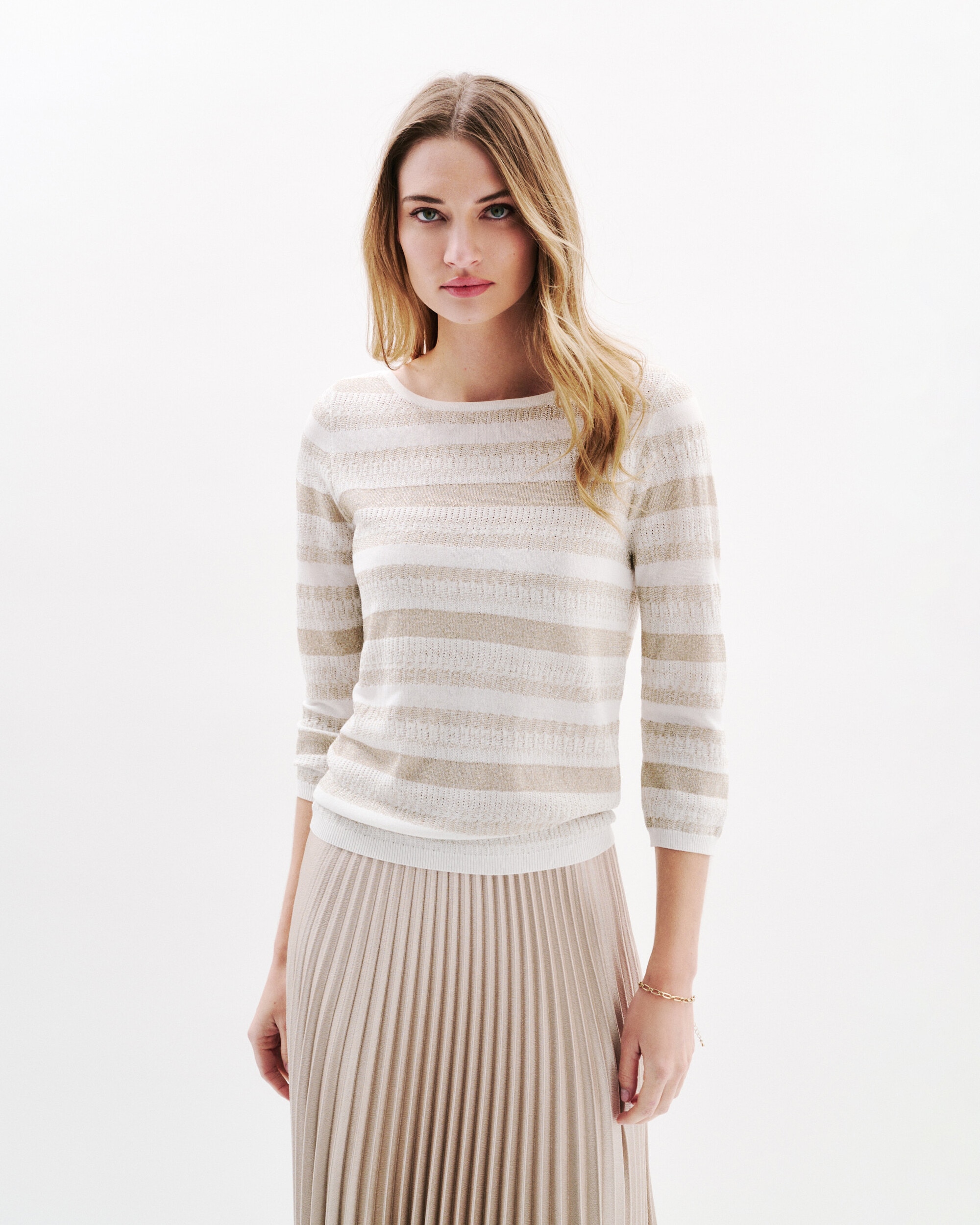 Caroll - Jersey de mujer con manga francesa y estampado de rayas.