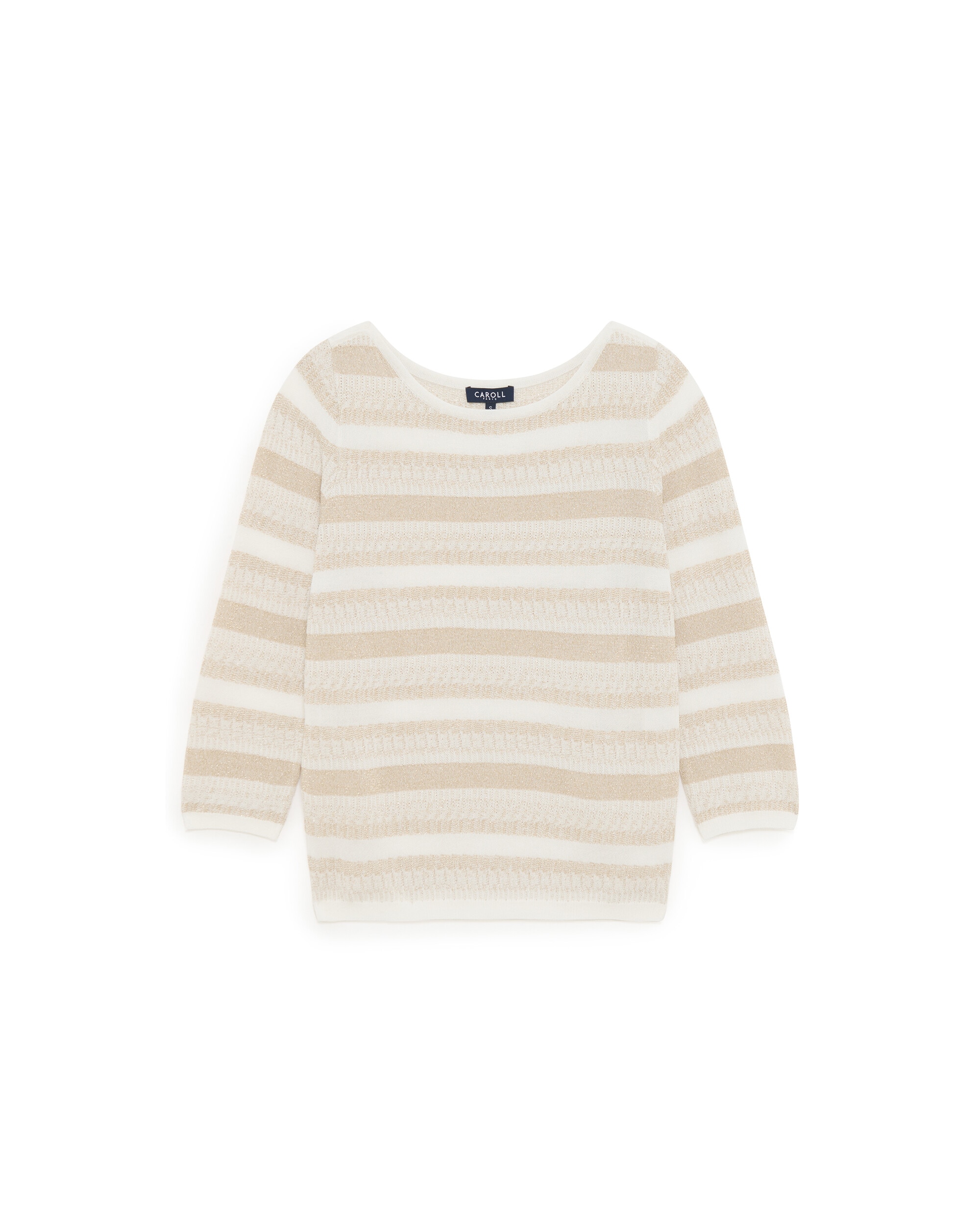 Jersey de mujer con manga francesa y estampado de rayas - Caroll - Crema Crema-4
