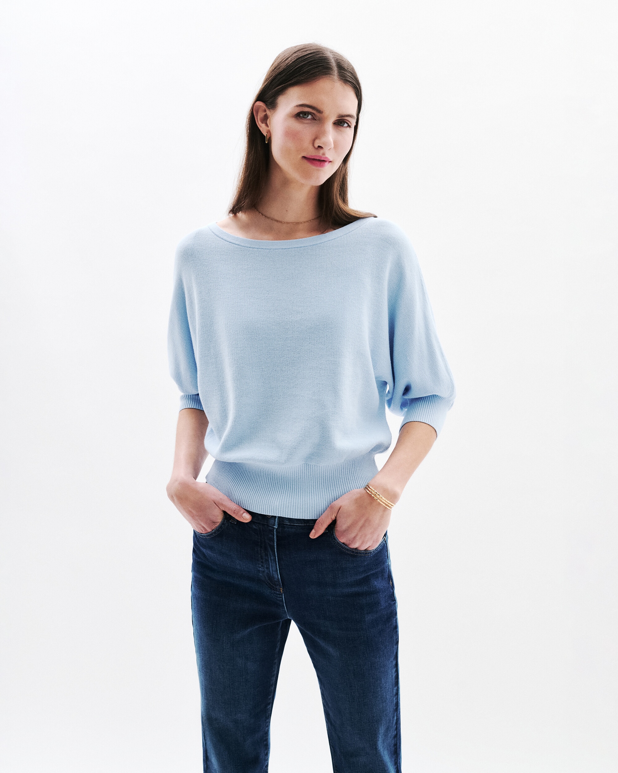 Caroll - Jersey de mujer en punto fino con manga francesa.