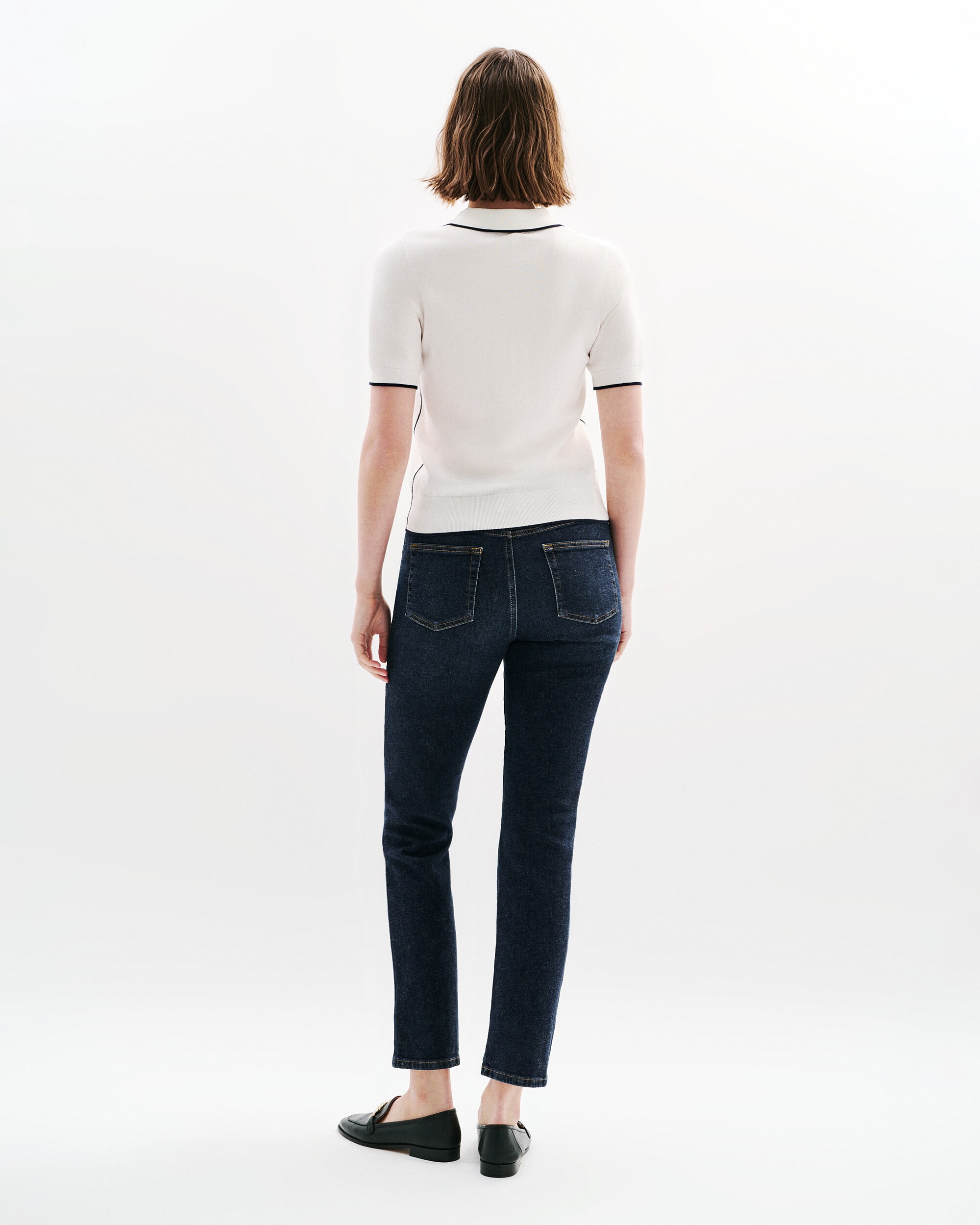 Jersey de mujer de manga corta y escote pico con - Caroll - Crema Crema-2