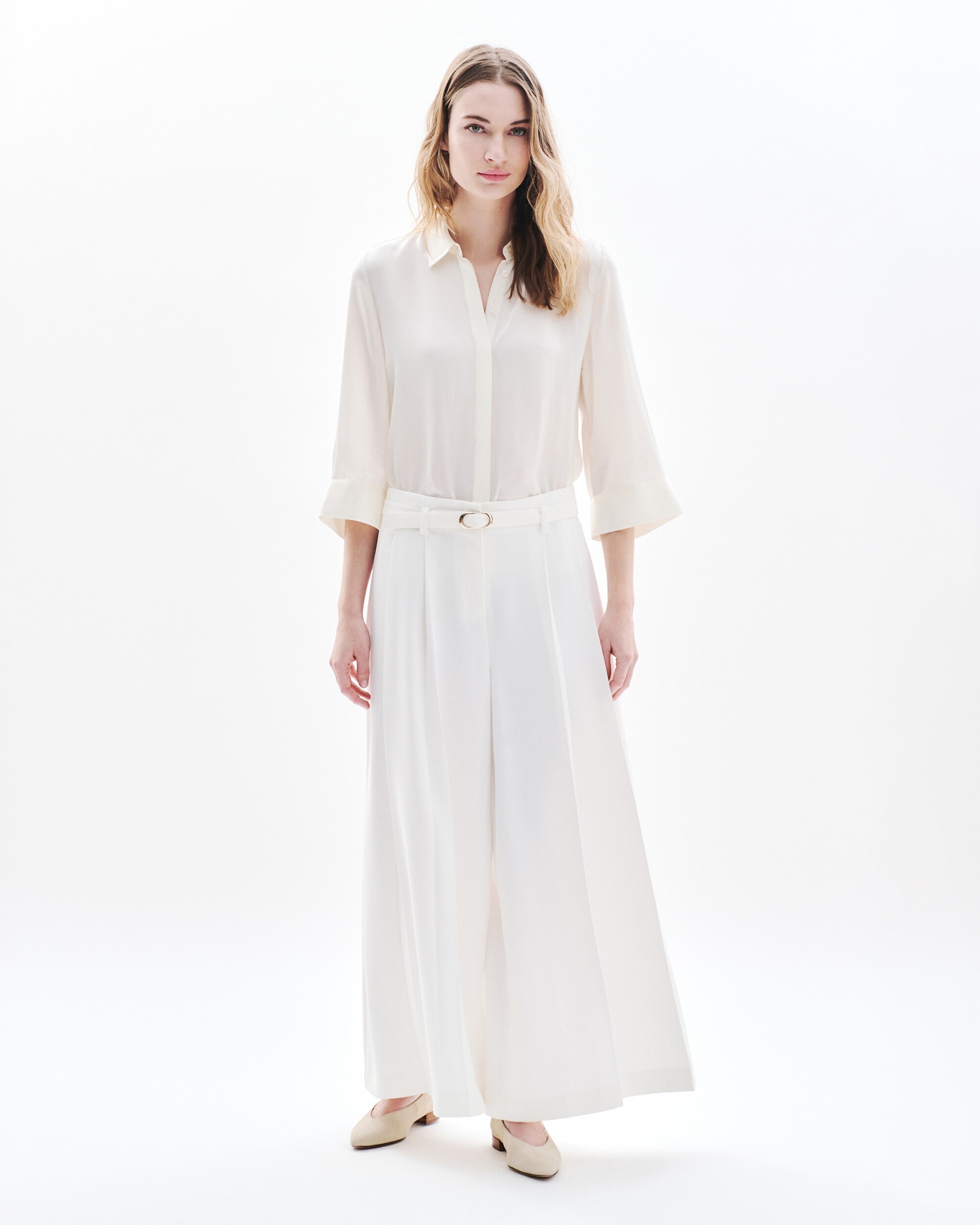 Caroll - Pantalón de mujer de corte ancho estilo 7/8.