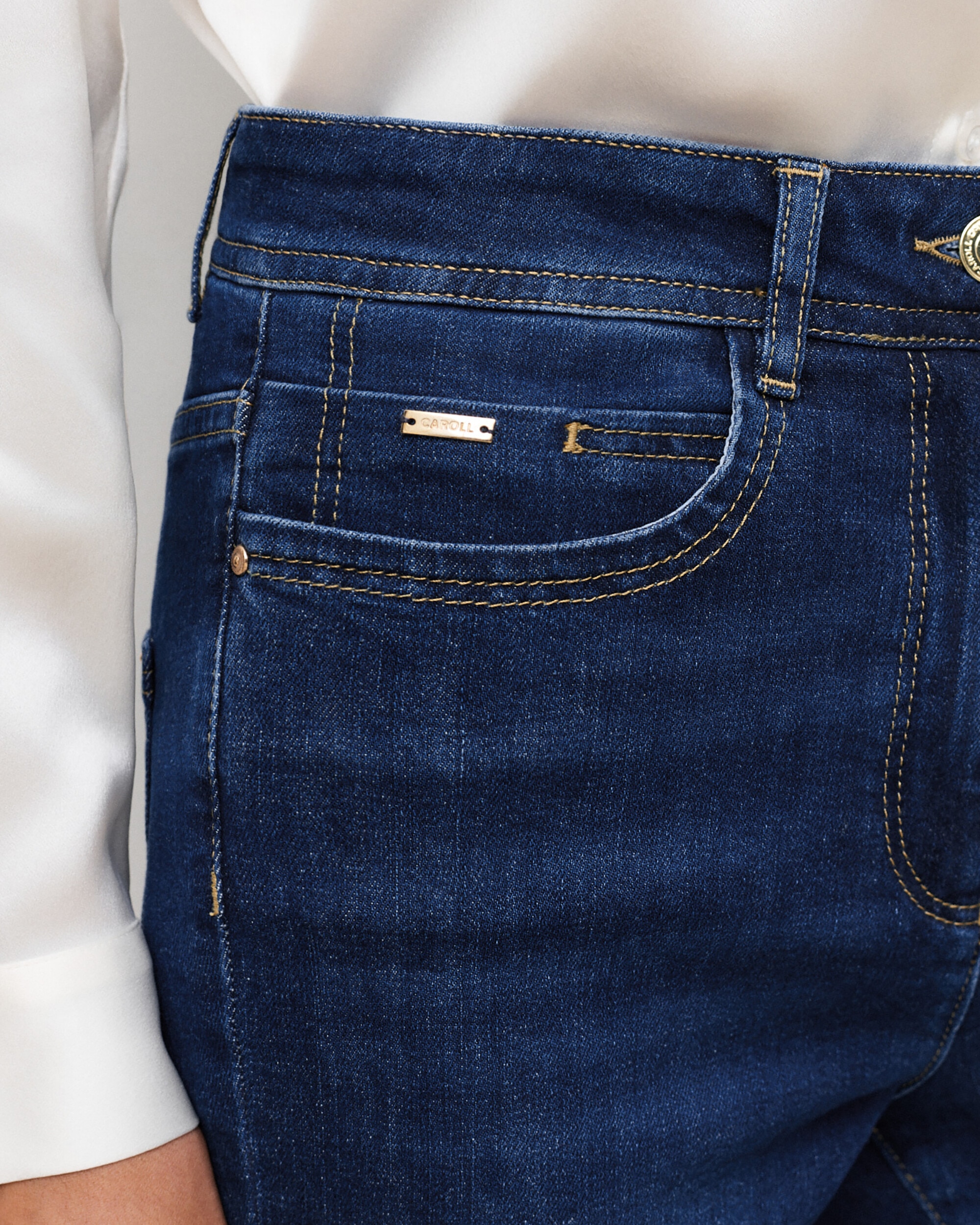 Pantalón vaquero de mujer de tiro alto en corte skinny - Caroll - Azul oscuro Azul oscuro-3