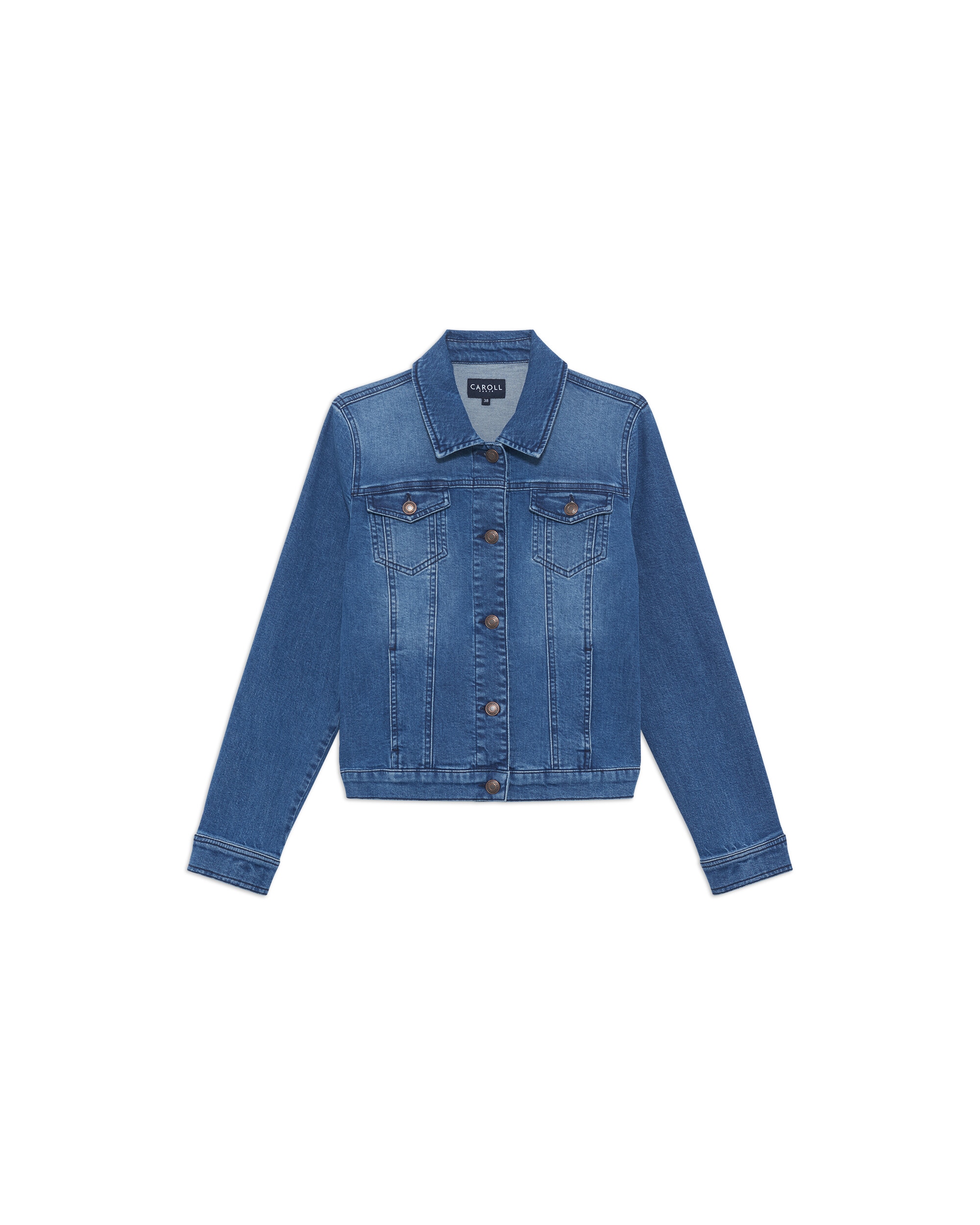 Cazadora de mujer vaquera de corte entallado - Caroll - Azul denim Azul denim-3