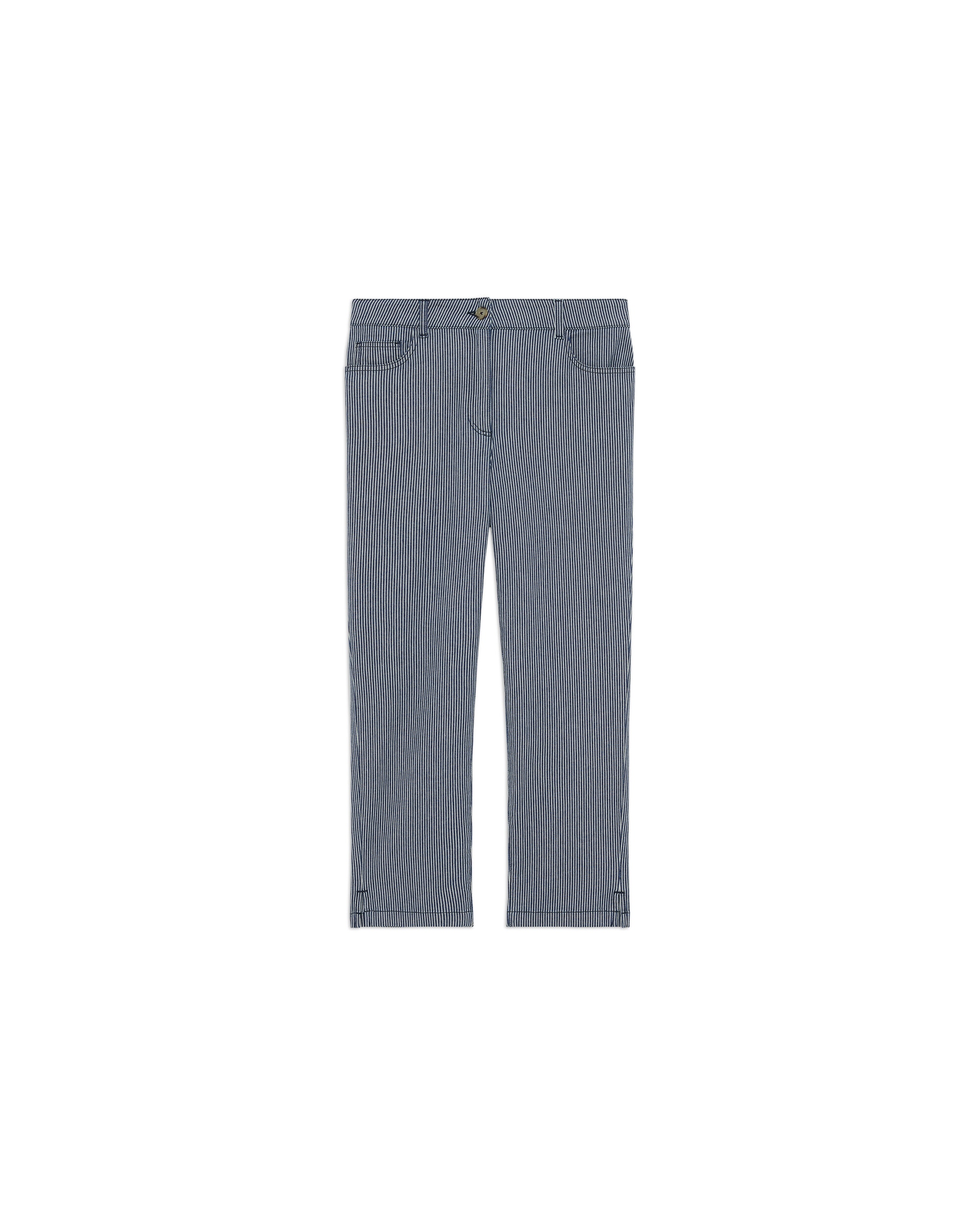 Pantalón de mujer de corte slim con estampado de rayas - Caroll - Azul marino / Rosa Azul marino / Rosa-3