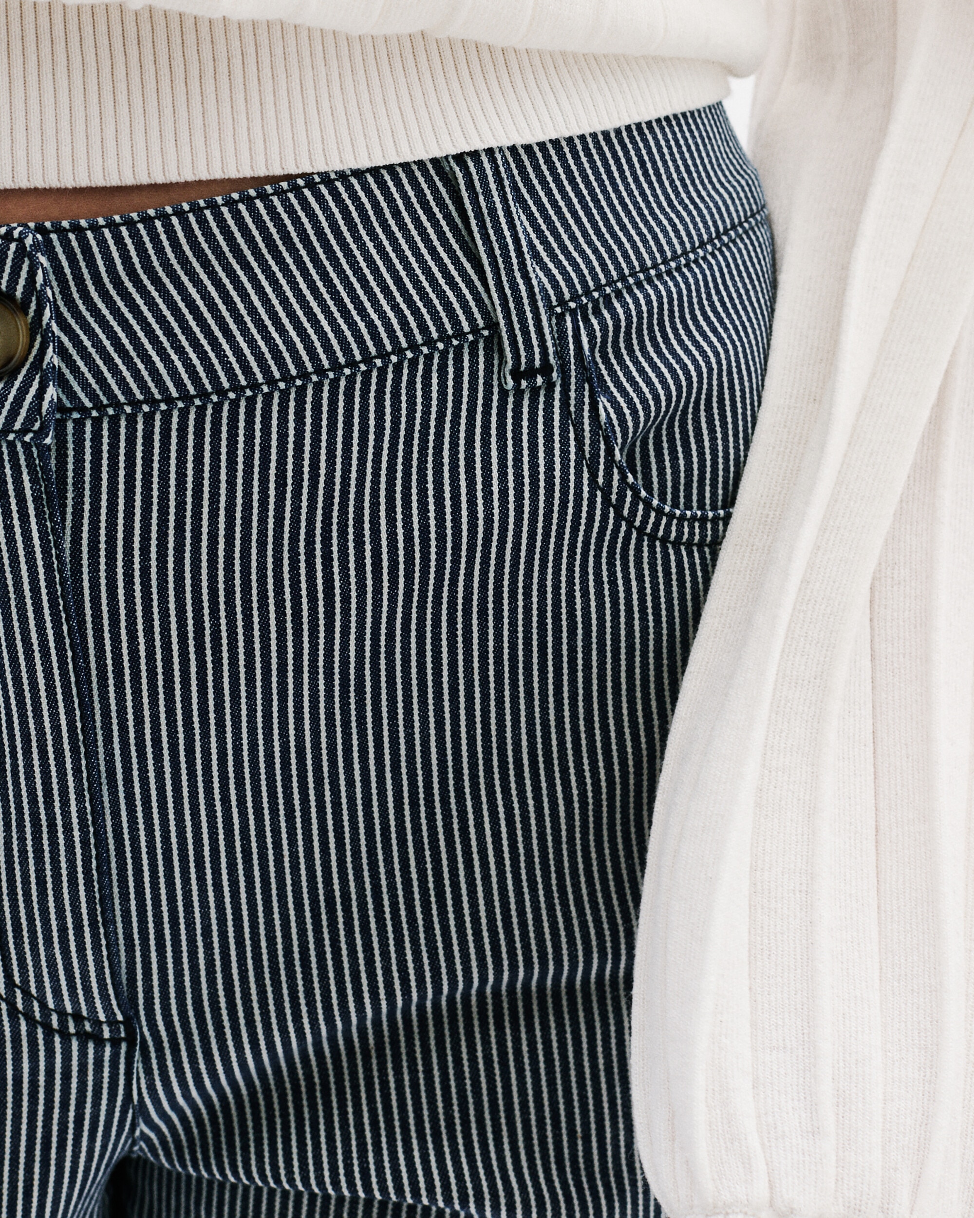 Pantalón de mujer de corte slim con estampado de rayas - Caroll - Azul marino / Rosa Azul marino / Rosa-4