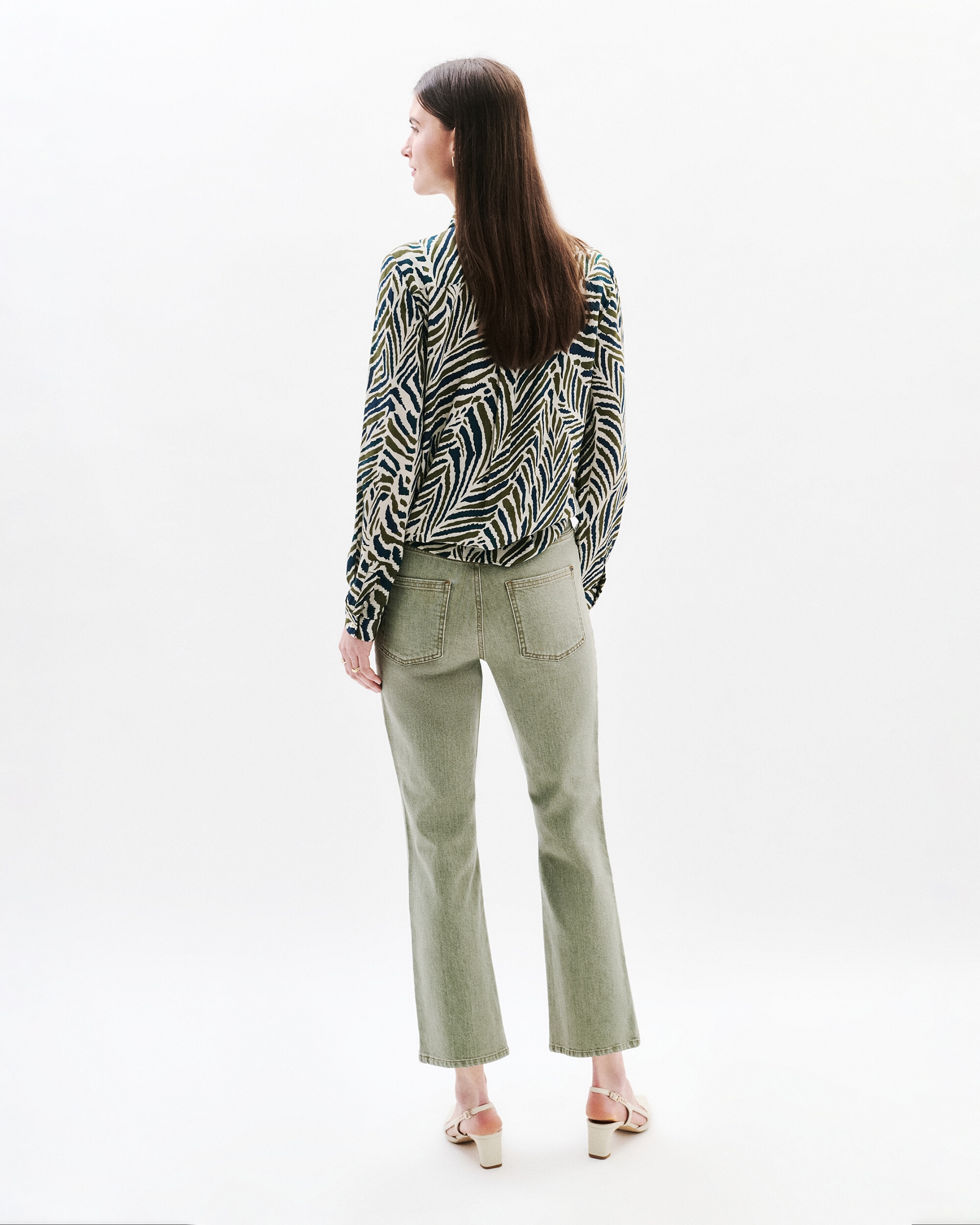 Camisa de mujer con manga larga y estampado abstracto - Caroll - Beige Beige-2