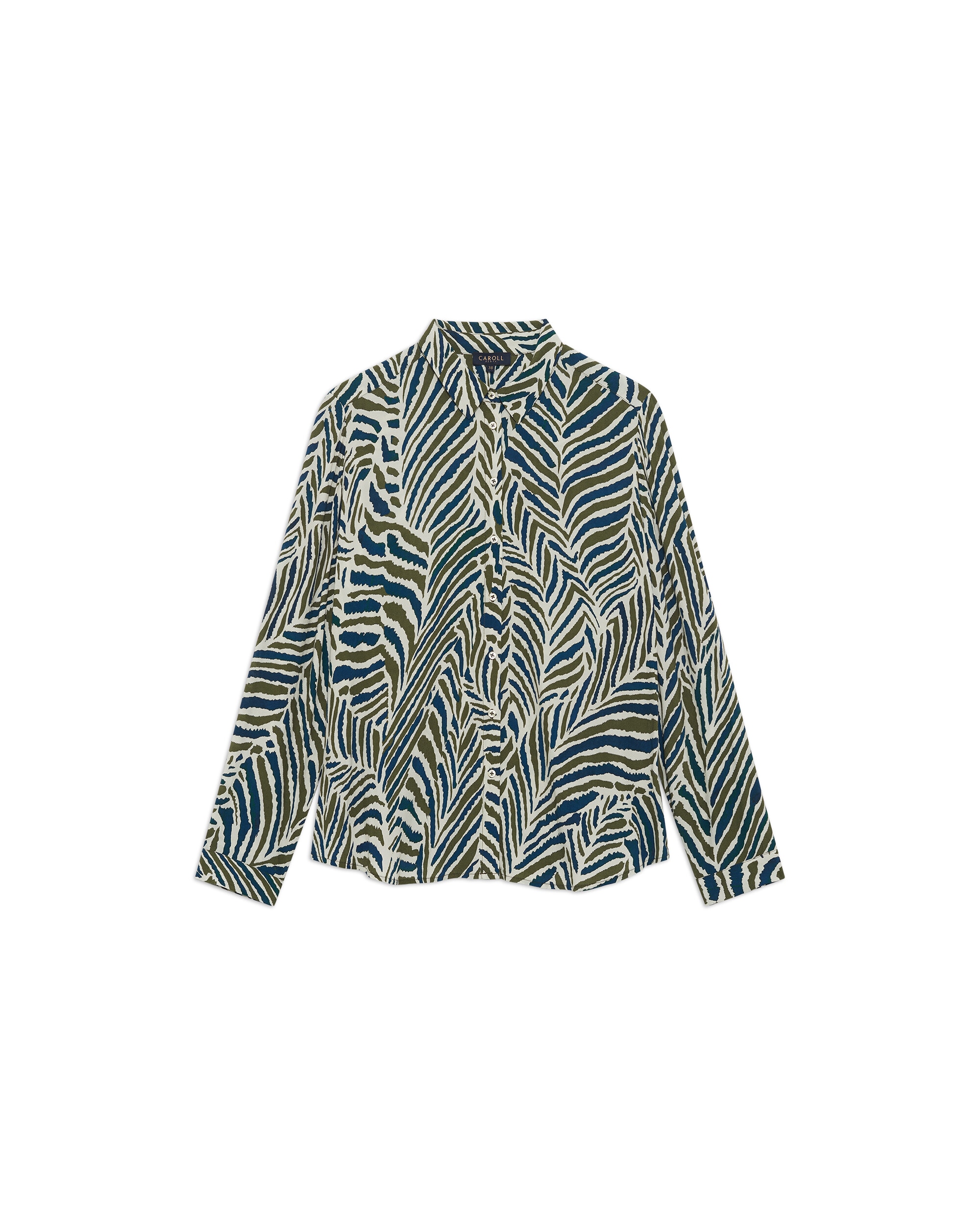 Camisa de mujer con manga larga y estampado abstracto - Caroll - Beige Beige-4
