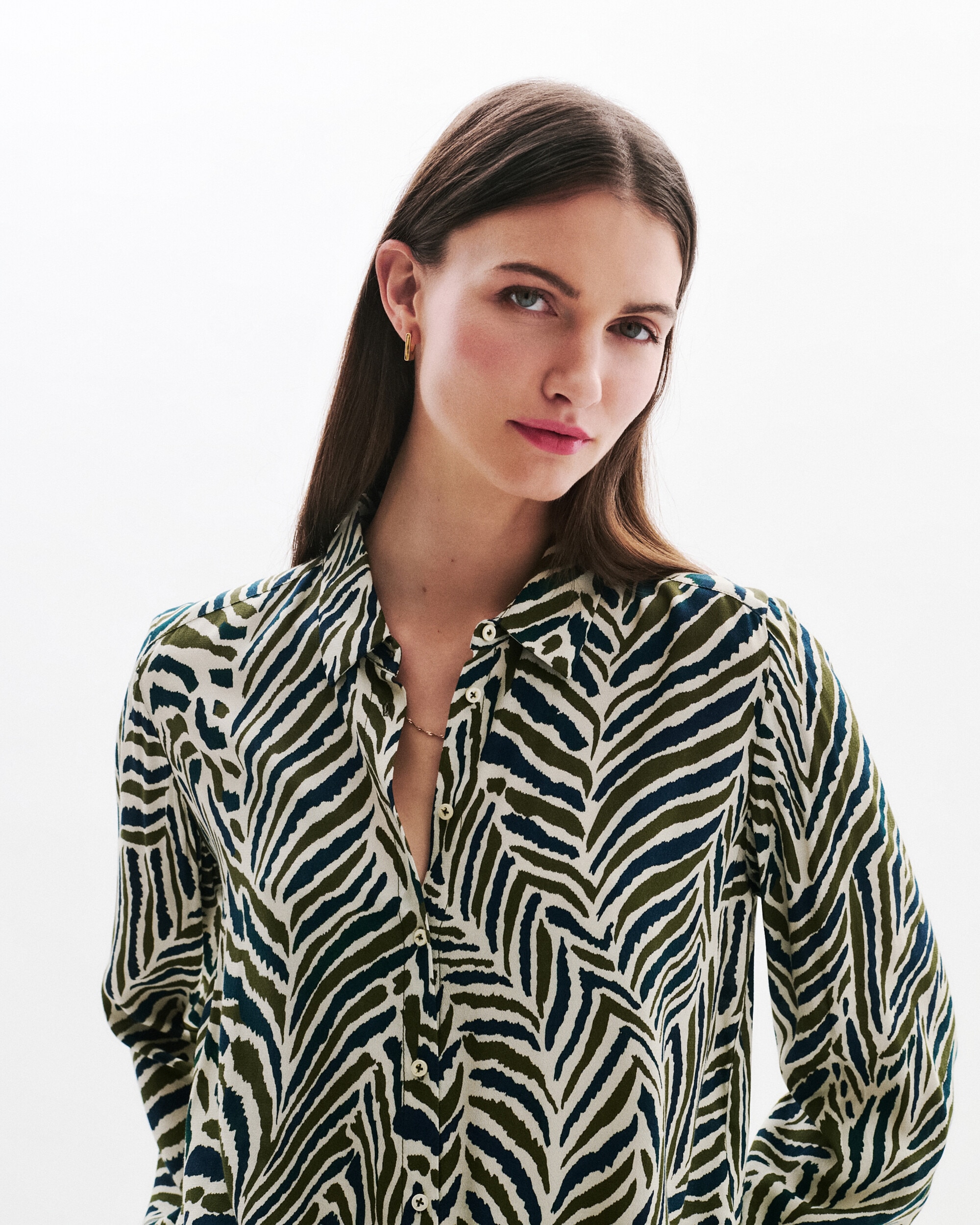 Camisa de mujer con manga larga y estampado abstracto - Caroll - Beige Beige-3