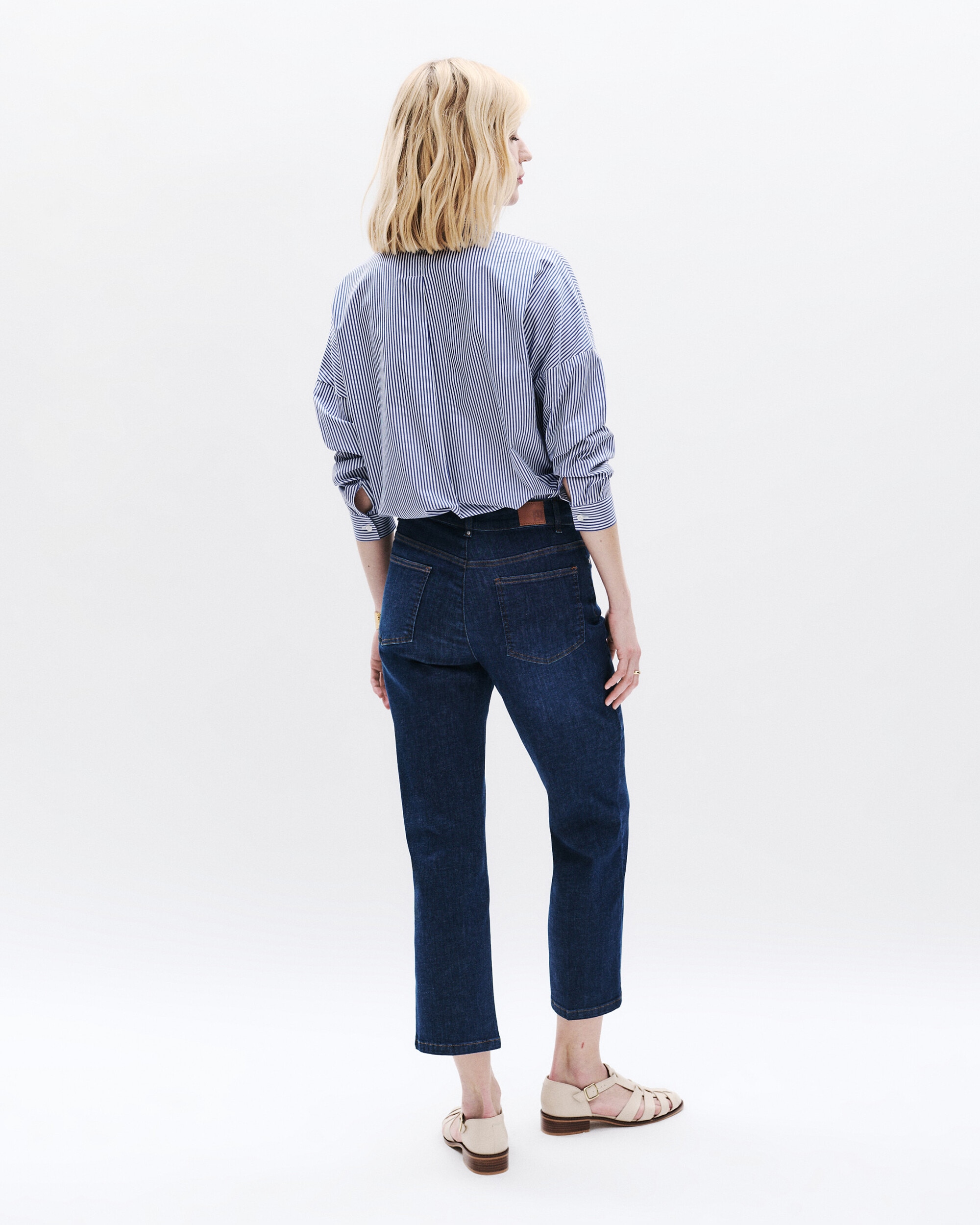 Pantalón vaquero de mujer con tiro alto de corte 7/8 - Caroll - Azul oscuro Azul oscuro-2