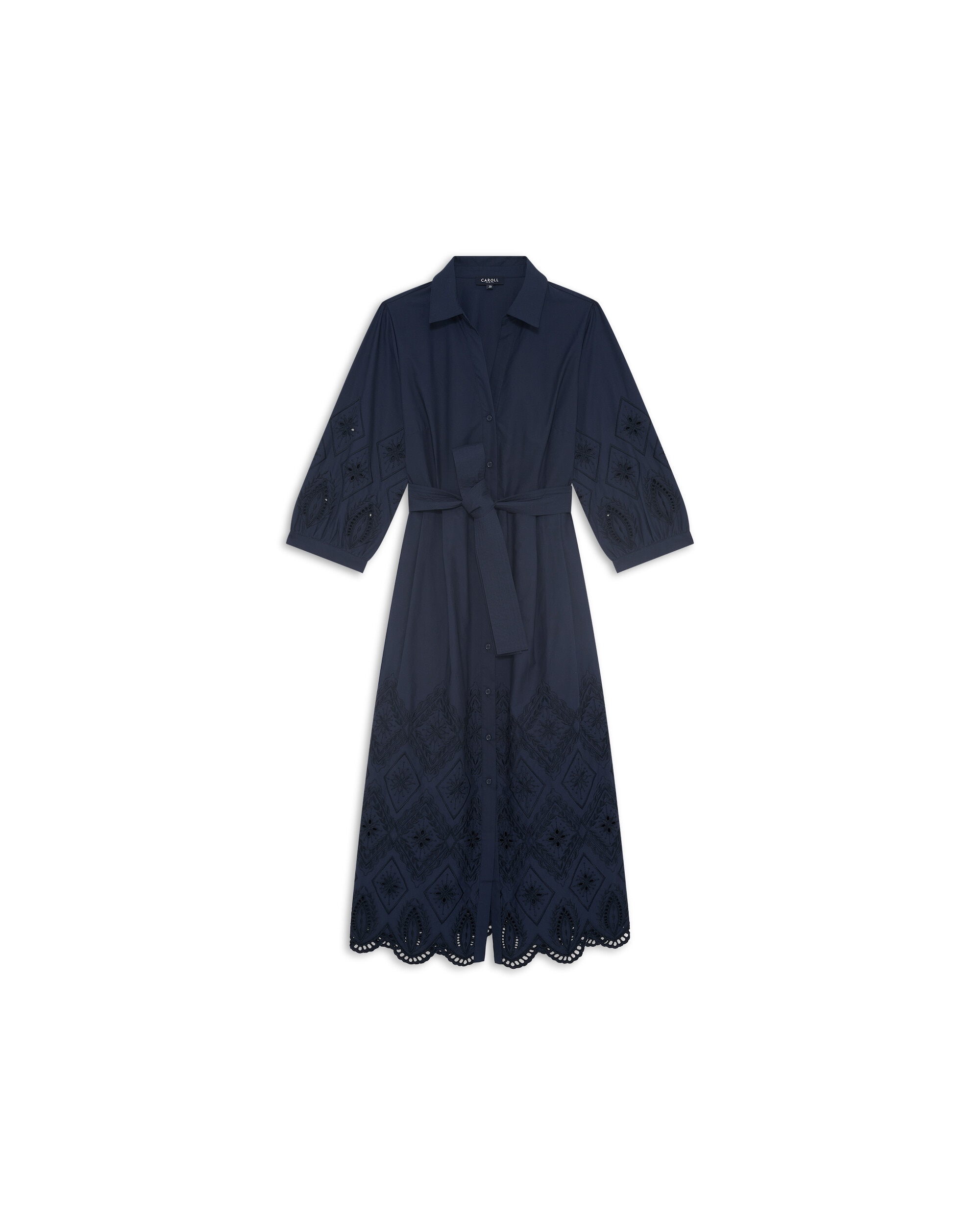Vestido midi de mujer con manga francesa - Caroll - Azul marino Azul marino-3