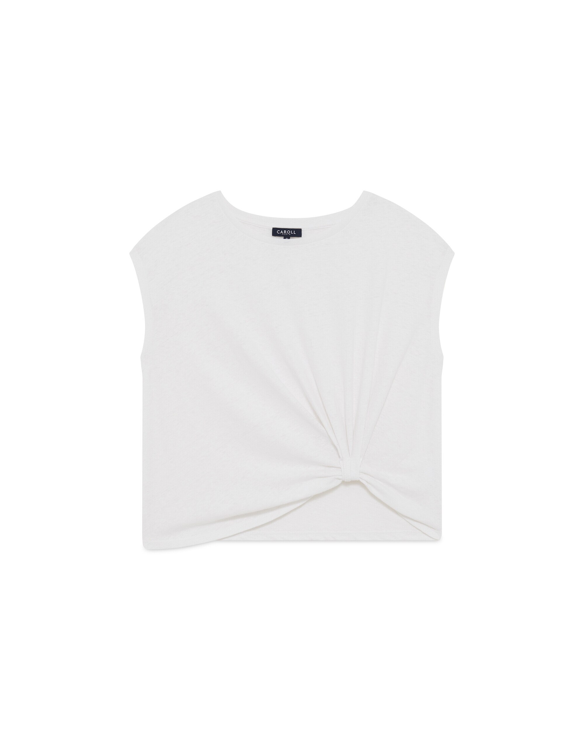 Camiseta de mujer con cuello redondo y hombros caídos - Caroll - Blanco Blanco-4