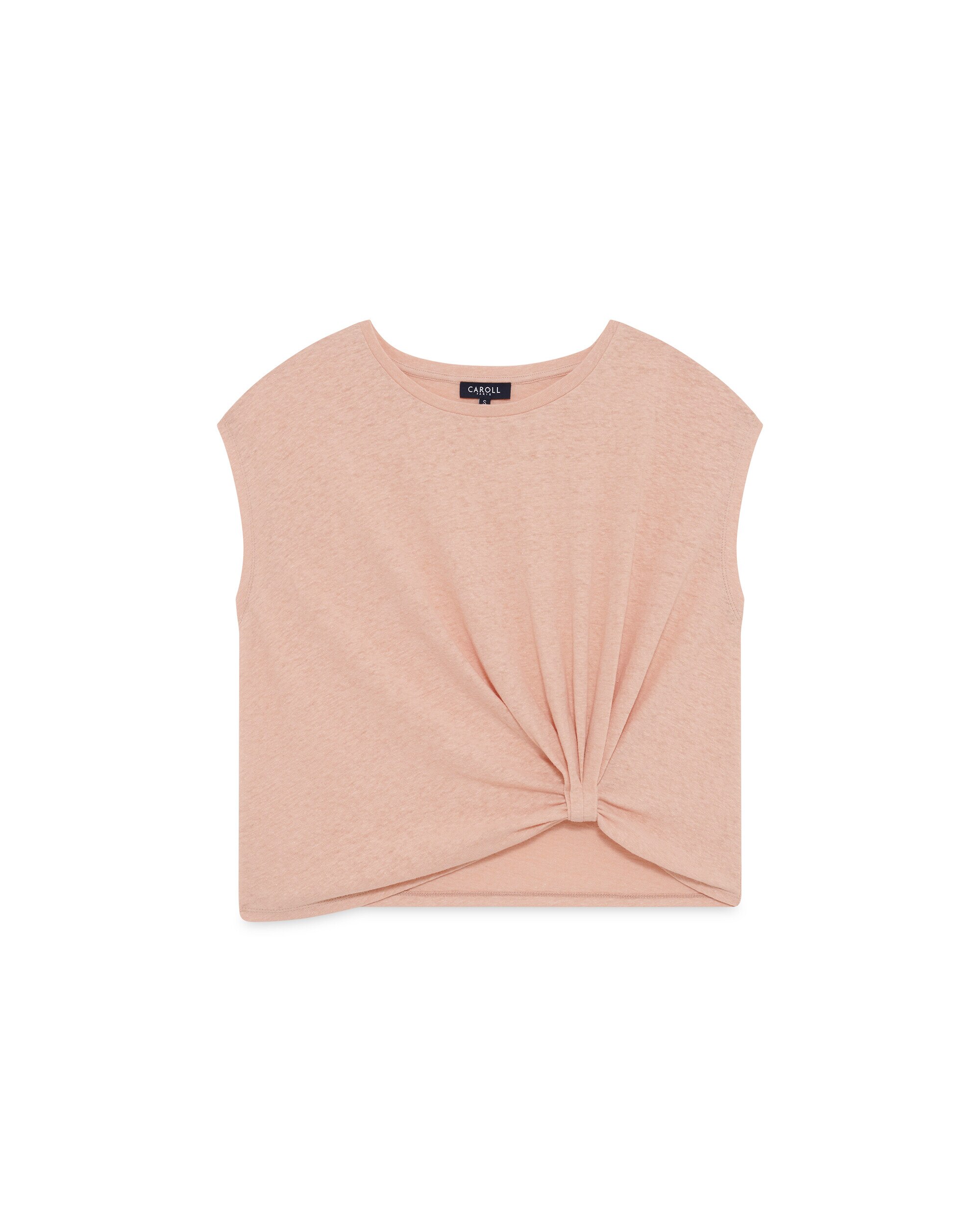 Camiseta de mujer con cuello redondo y hombros caídos - Caroll - Rosa claro Rosa claro-4