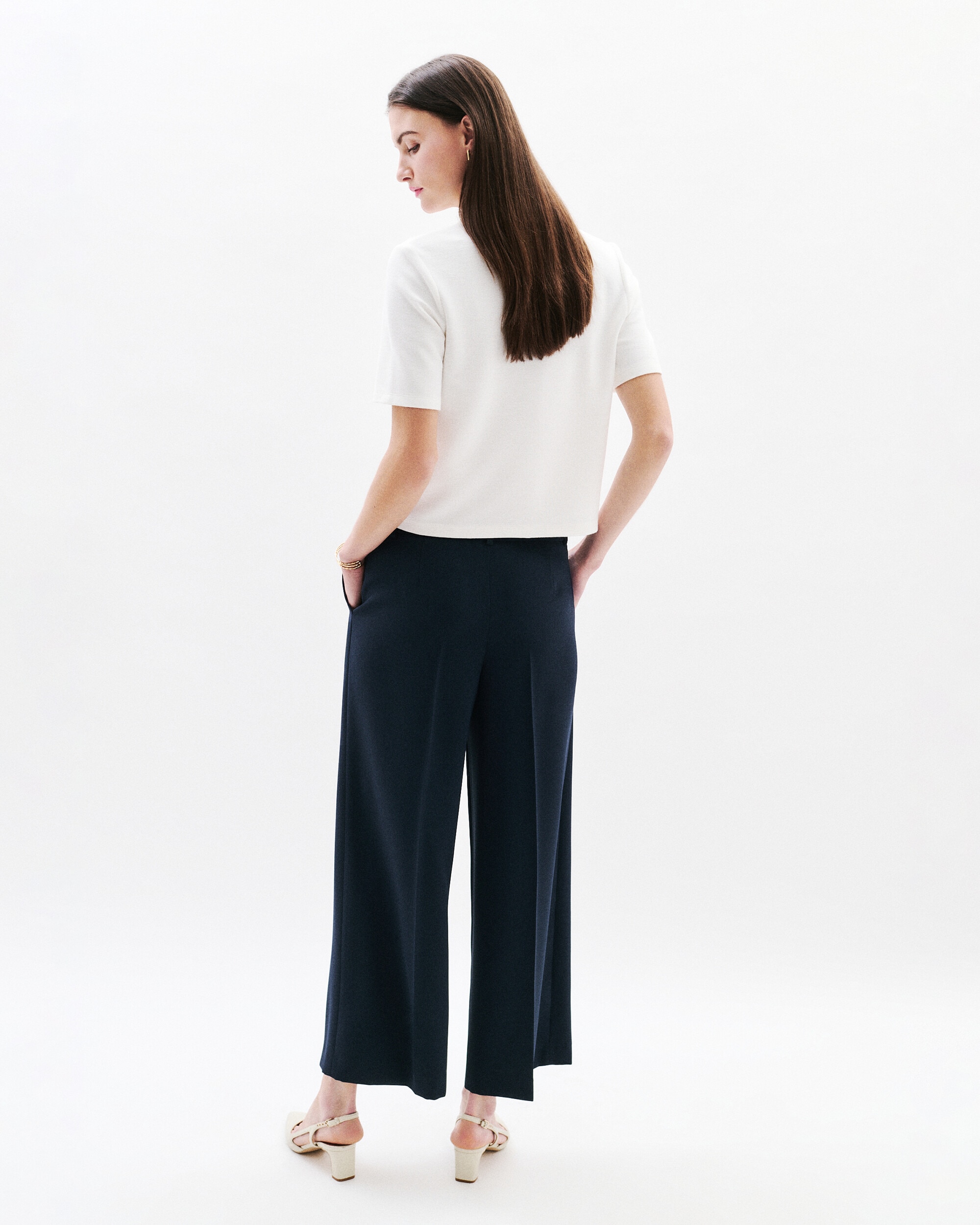 Pantalón de mujer de corte ancho estilo 7/8 - Caroll - Azul marino Azul marino-2