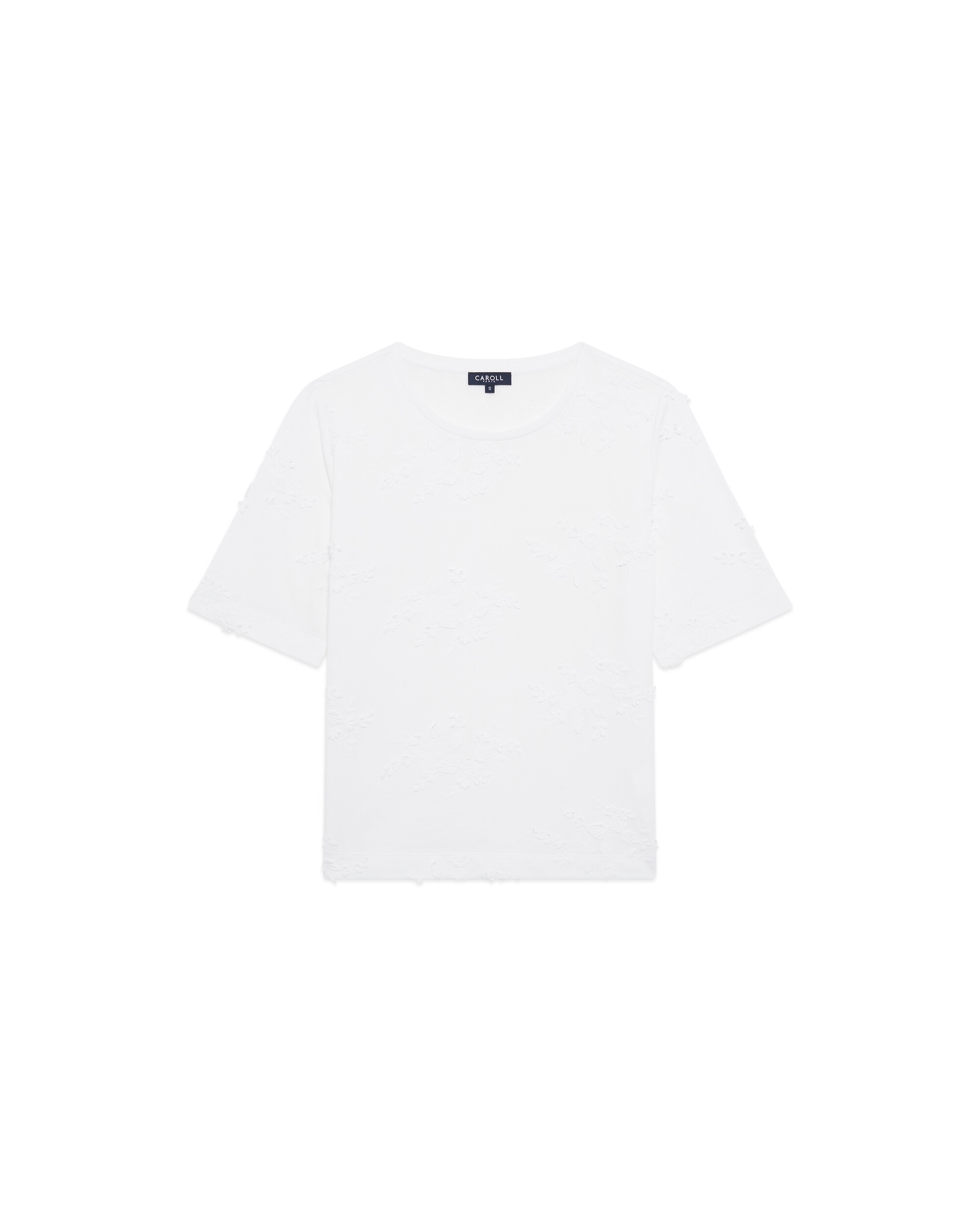Camiseta de mujer con manga corta y bordados - Caroll - Crudo Crudo-4